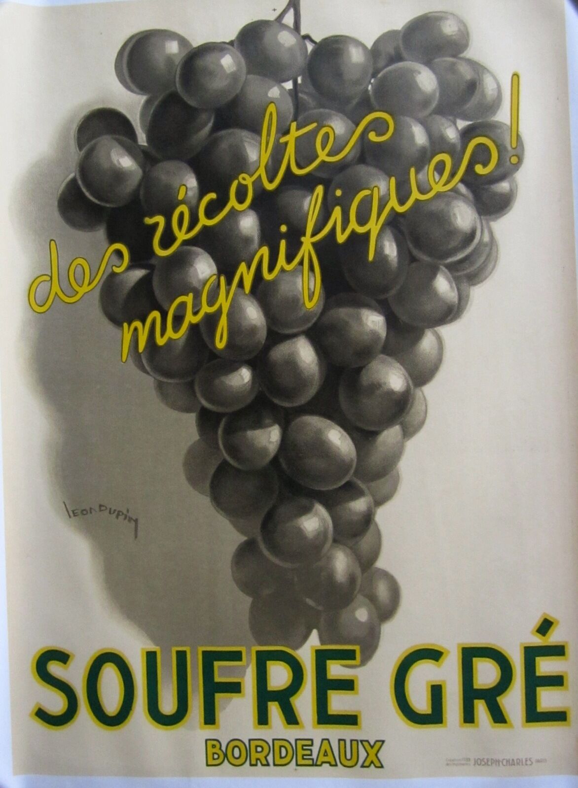 Vintage Lithograph Wine Poster on Linen
