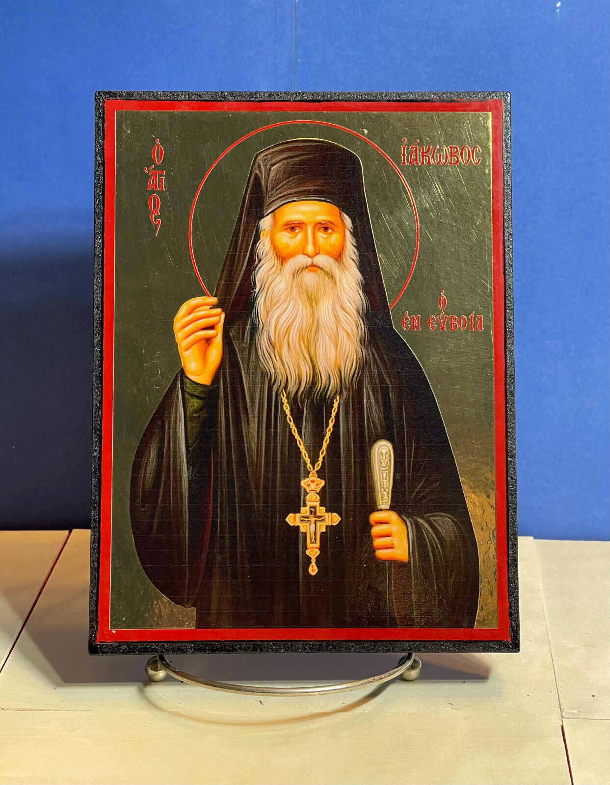 Saint Jacob Tsalikis-Orthodox high quality byzantine style Wooden Icon 7.9x6in