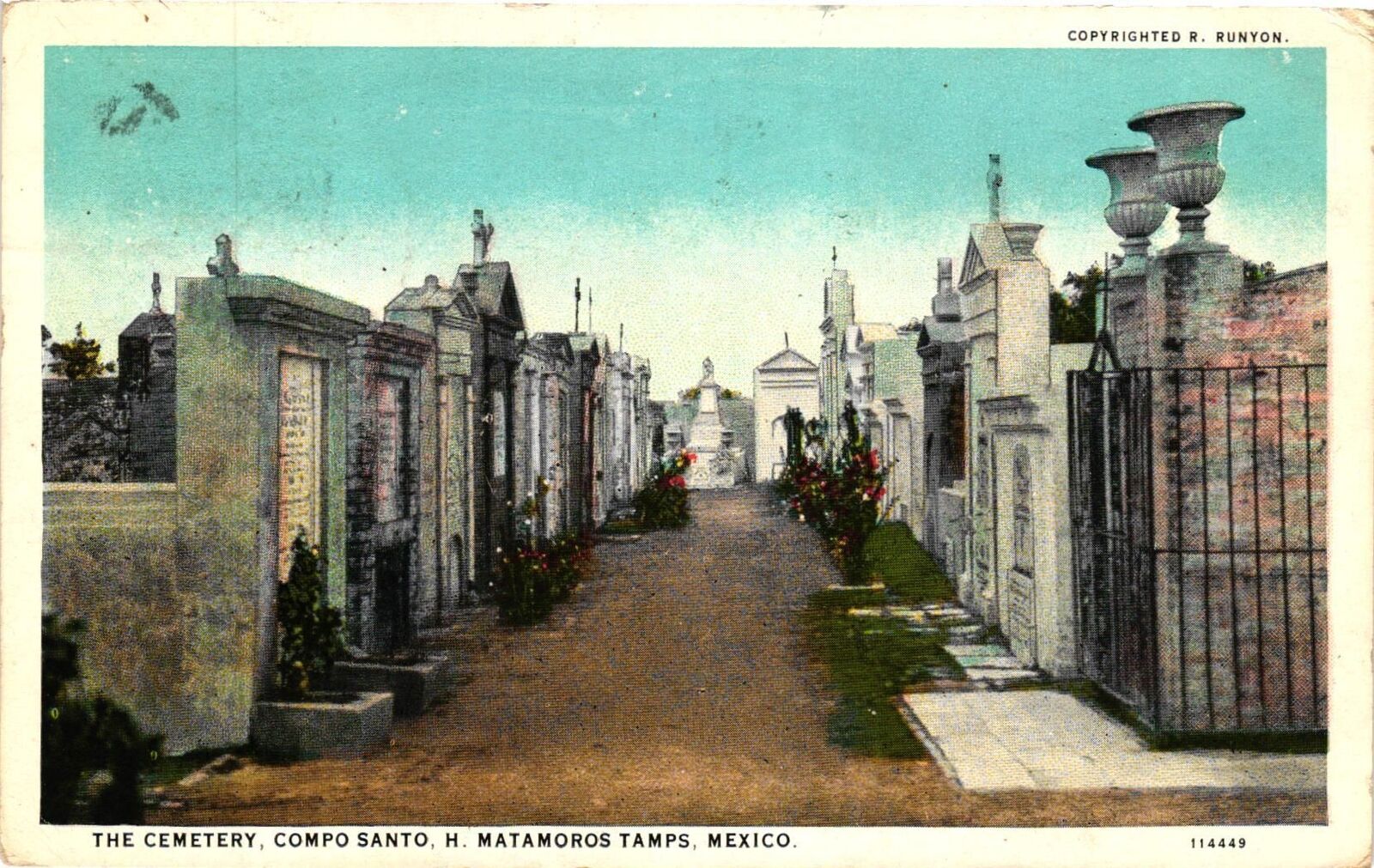 Vintage Postcard- The Cemetery, Compo Santo H. Matamoros, Tamaulipas Early 1900s