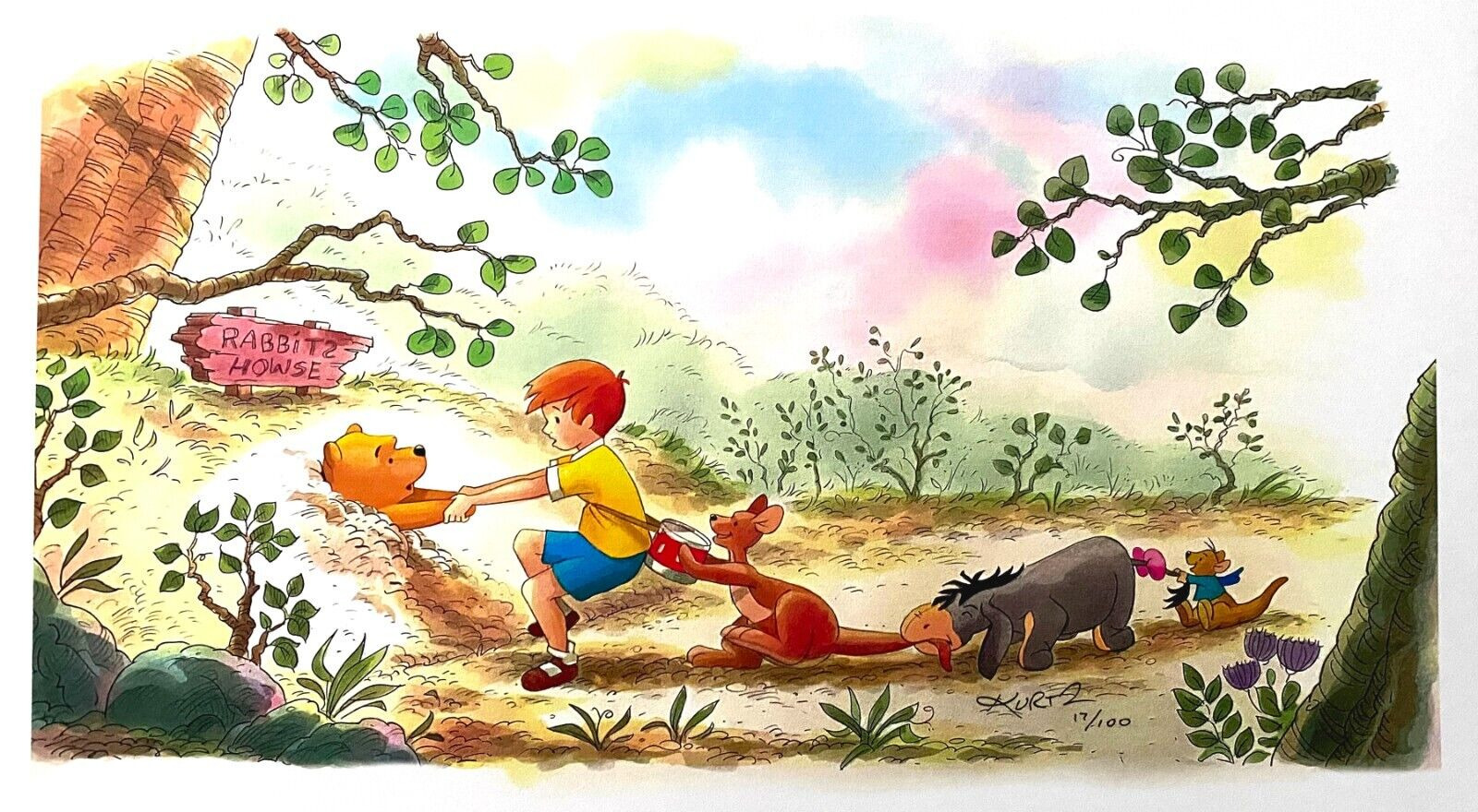 Disney\'s Winnie The Pooh And The Honey Tree Giclee Print Limited Edition Of 100