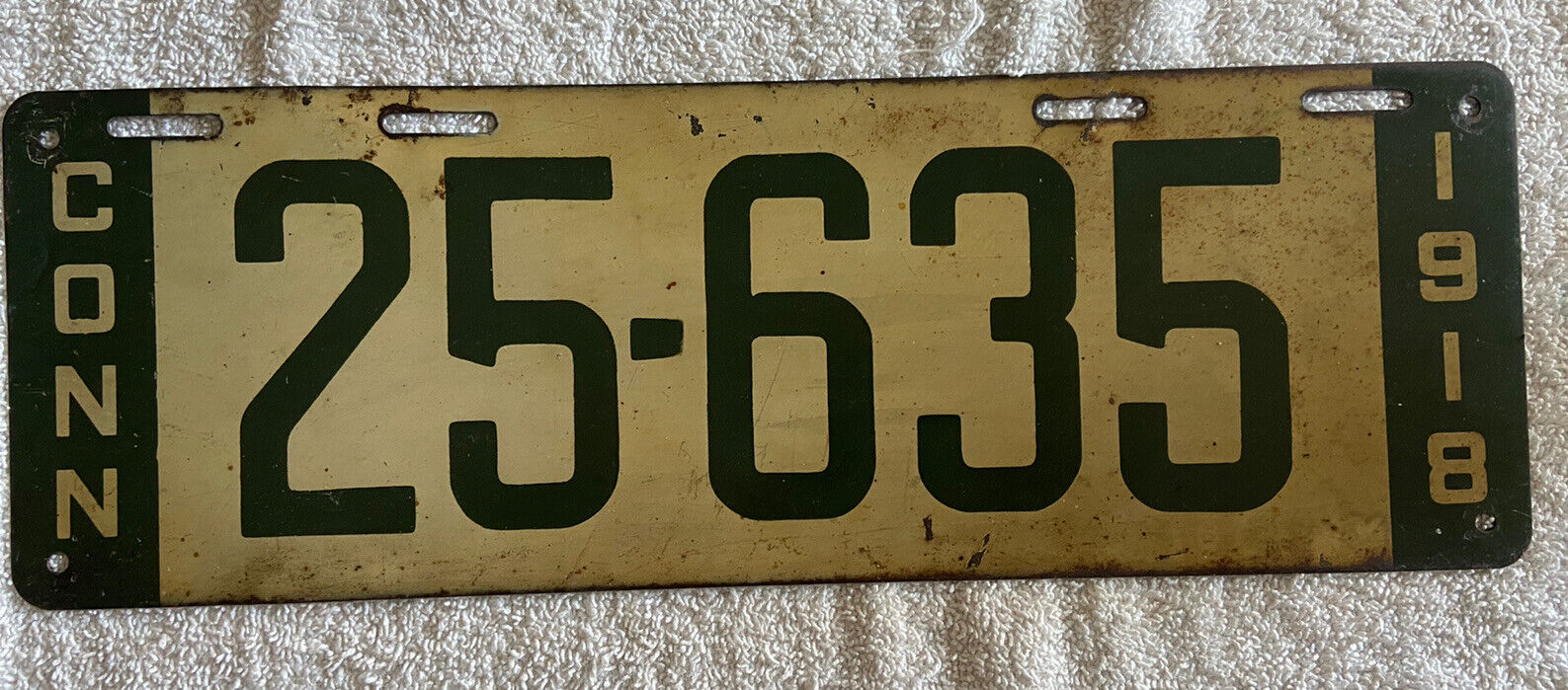 Good Solid 1918 Connecticut License Plate. See My Other Plates