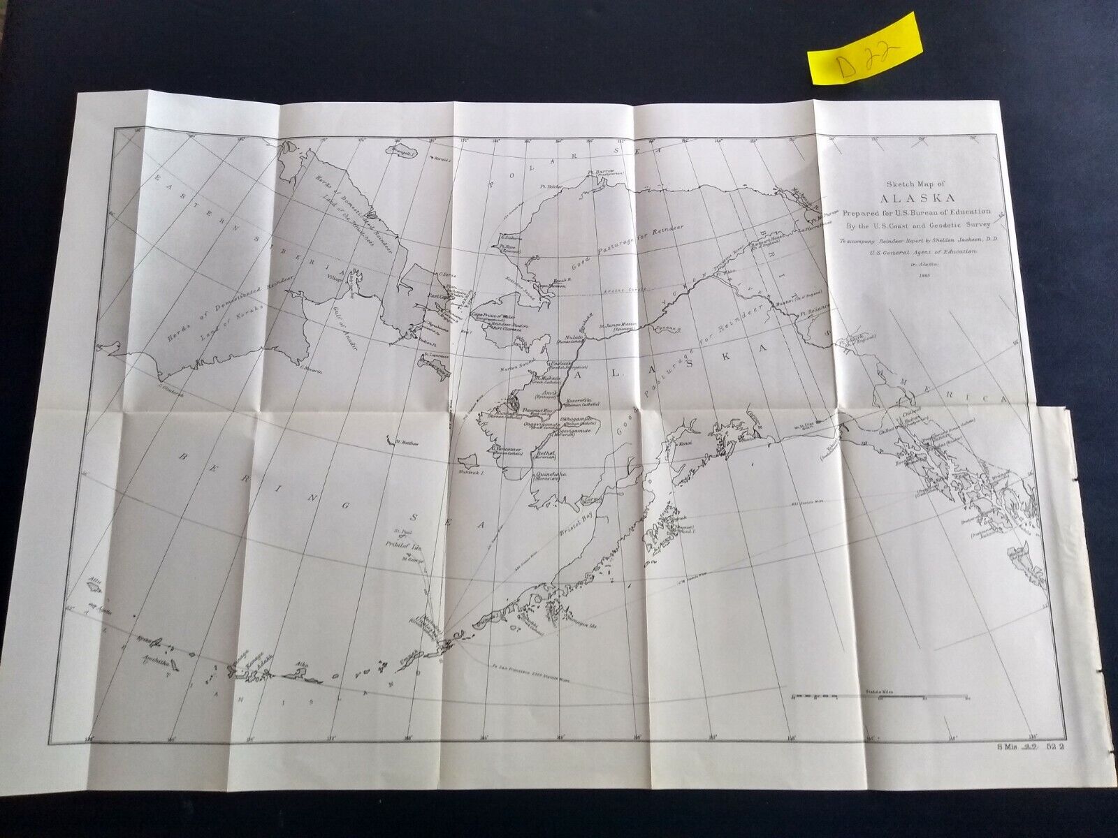 1893 Alaska Educational US Geodetic Survey Engineering Foldout Sketch Map