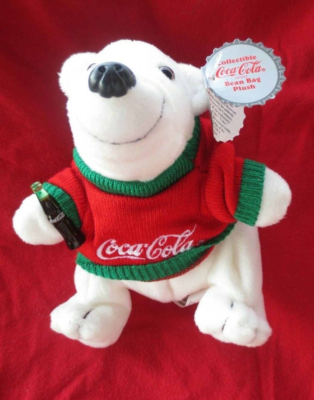Coca-Cola Bear in Sweater  Plush Bean Bag Spring Heritage Set 1998 
