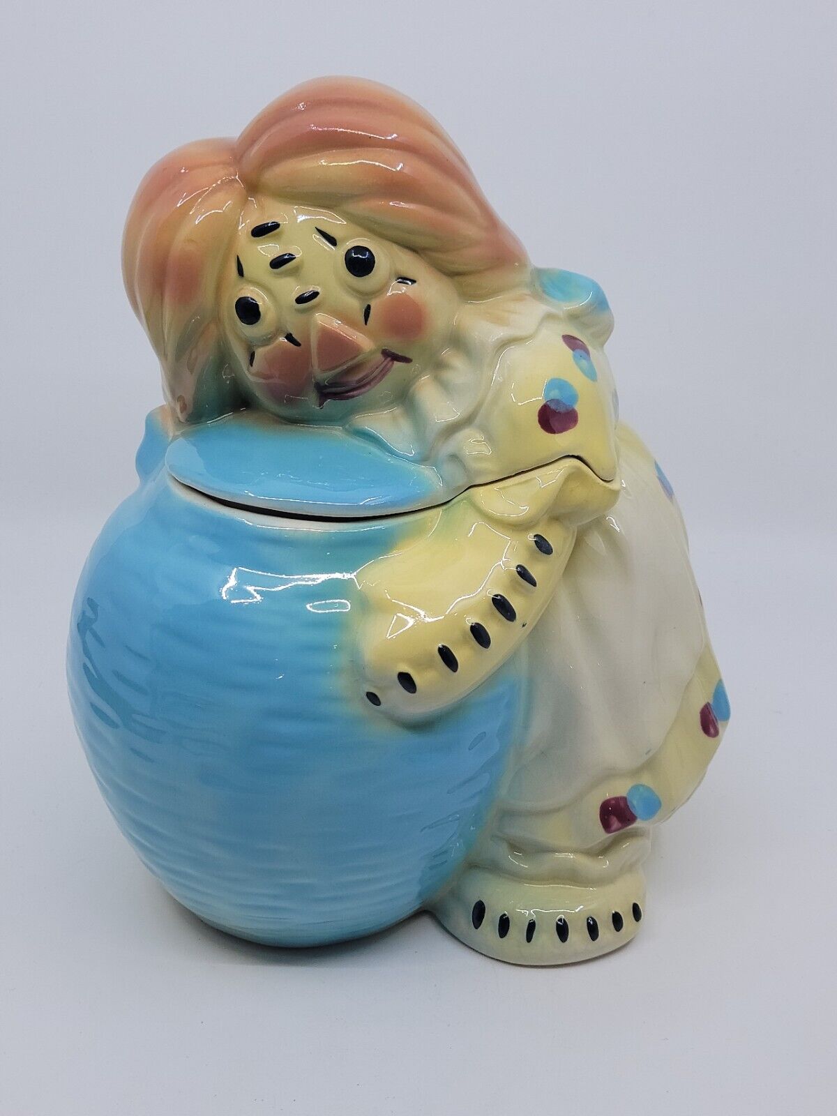 Vintage Ceramic Glazed Clown Cookie Jar Antique 1930-40s Unmarked Estate Find