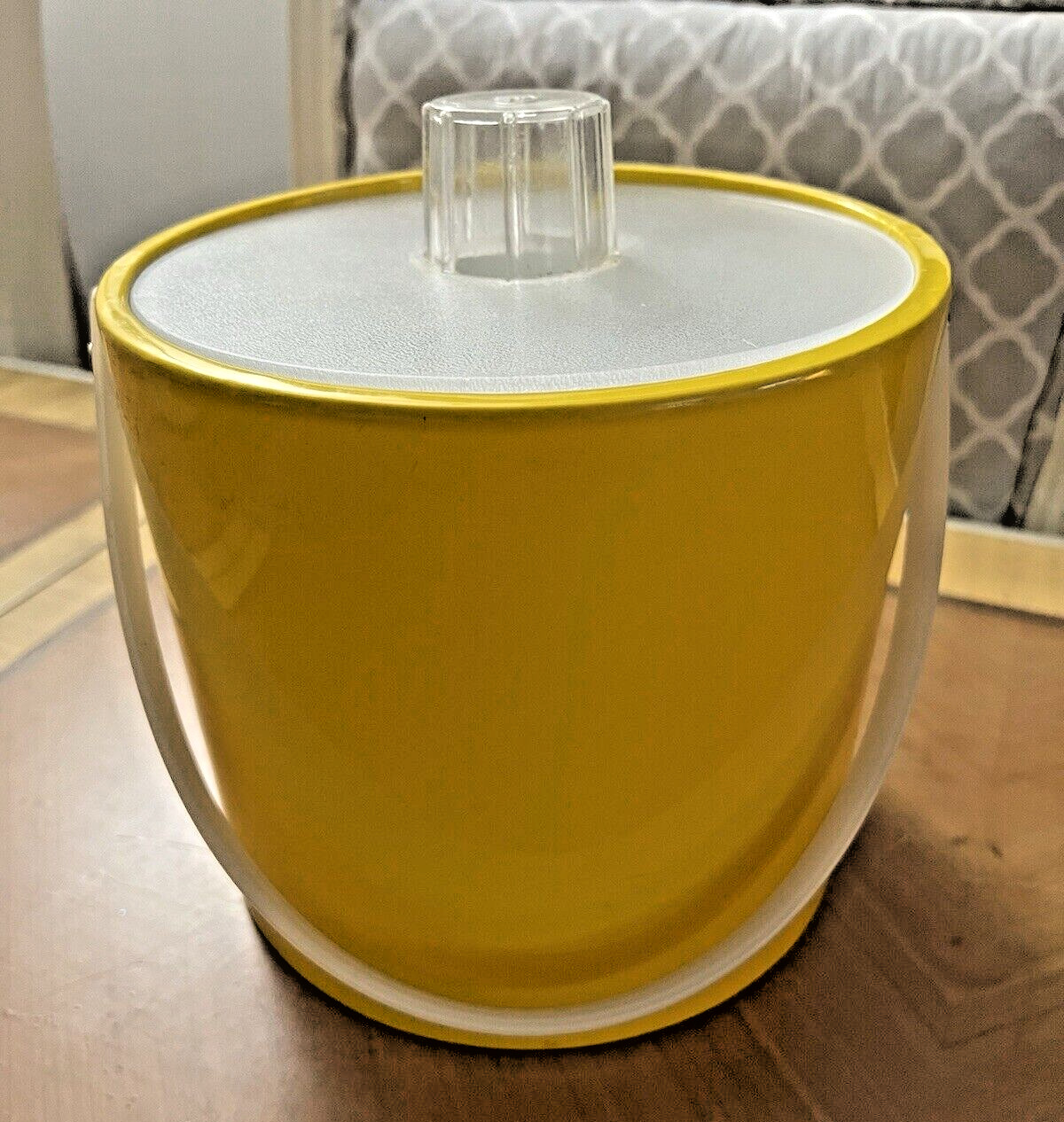 Vintage Shelton-Ware Yellow Ice Bucket Acrylic w/ Handle & Lid (Made USA)