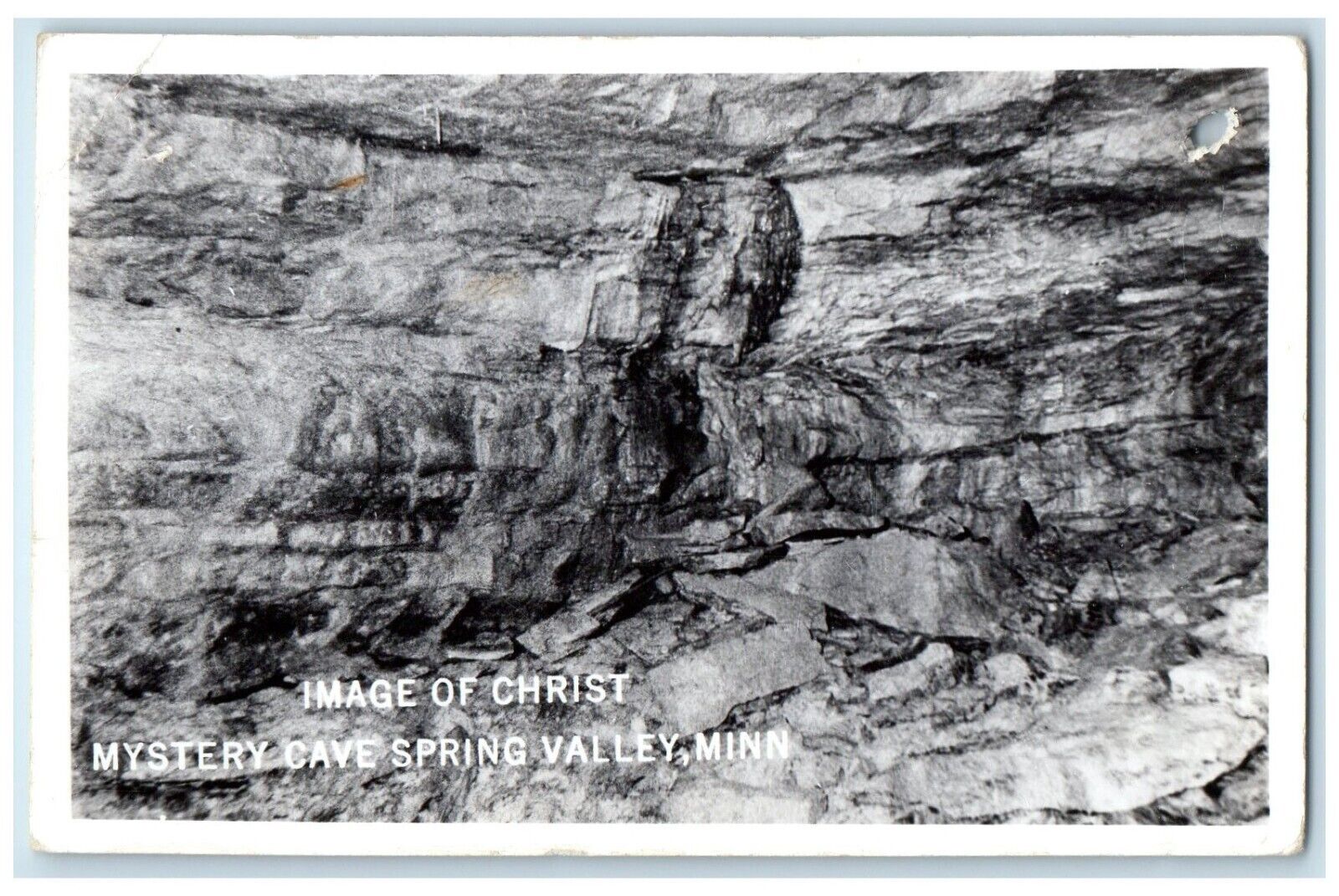 c1950's Image Of Christ Mystery Cave Spring Valley Minnesota RPPC Photo Postcard
