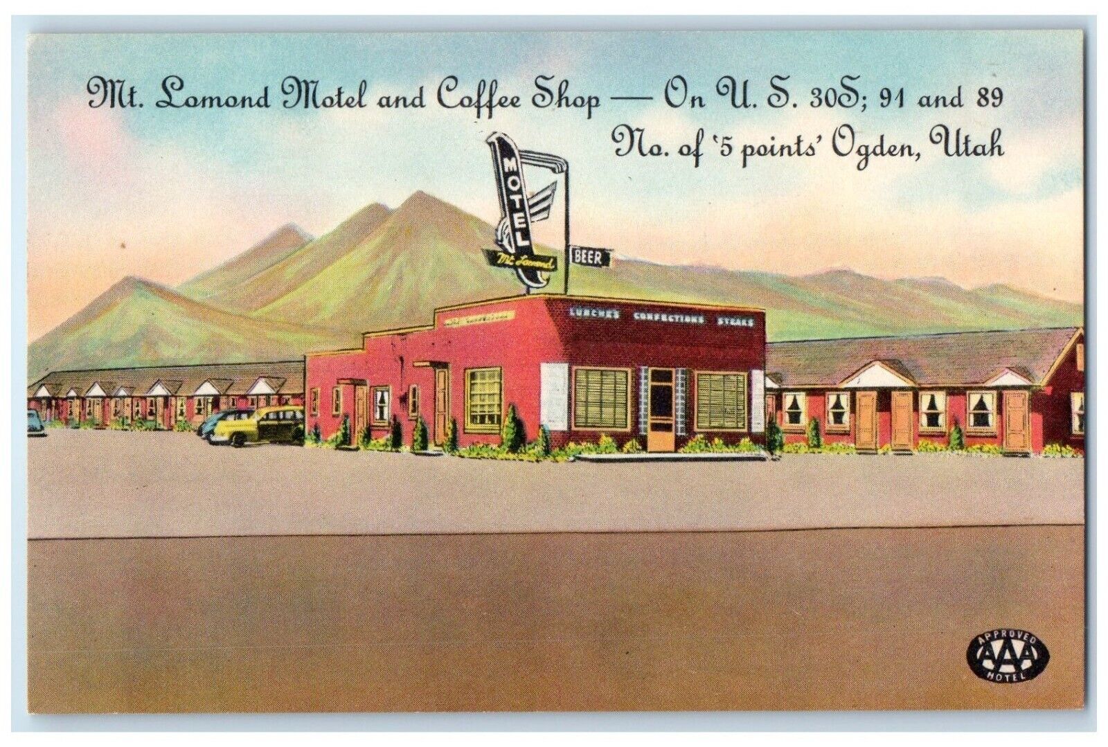 c1940 Mt. Lomond Motel Coffee Shop City Center Exterior Ogden Utah UT Postcard