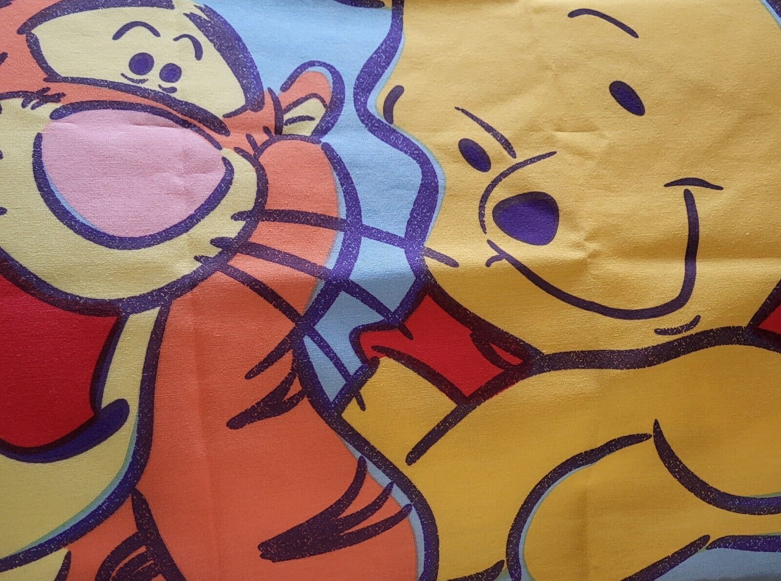 Vintage Disney Twin Sheet 3 Pc. Set Winnie Pooh & Tigger Fitted Flat Pillowcase 