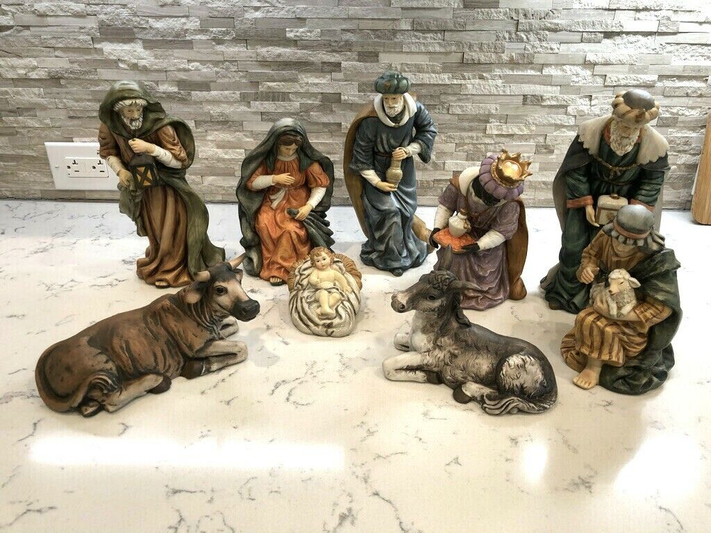 Vintage Grandeur Noel Collectors 9 Pc. Nativity Gorgeous
