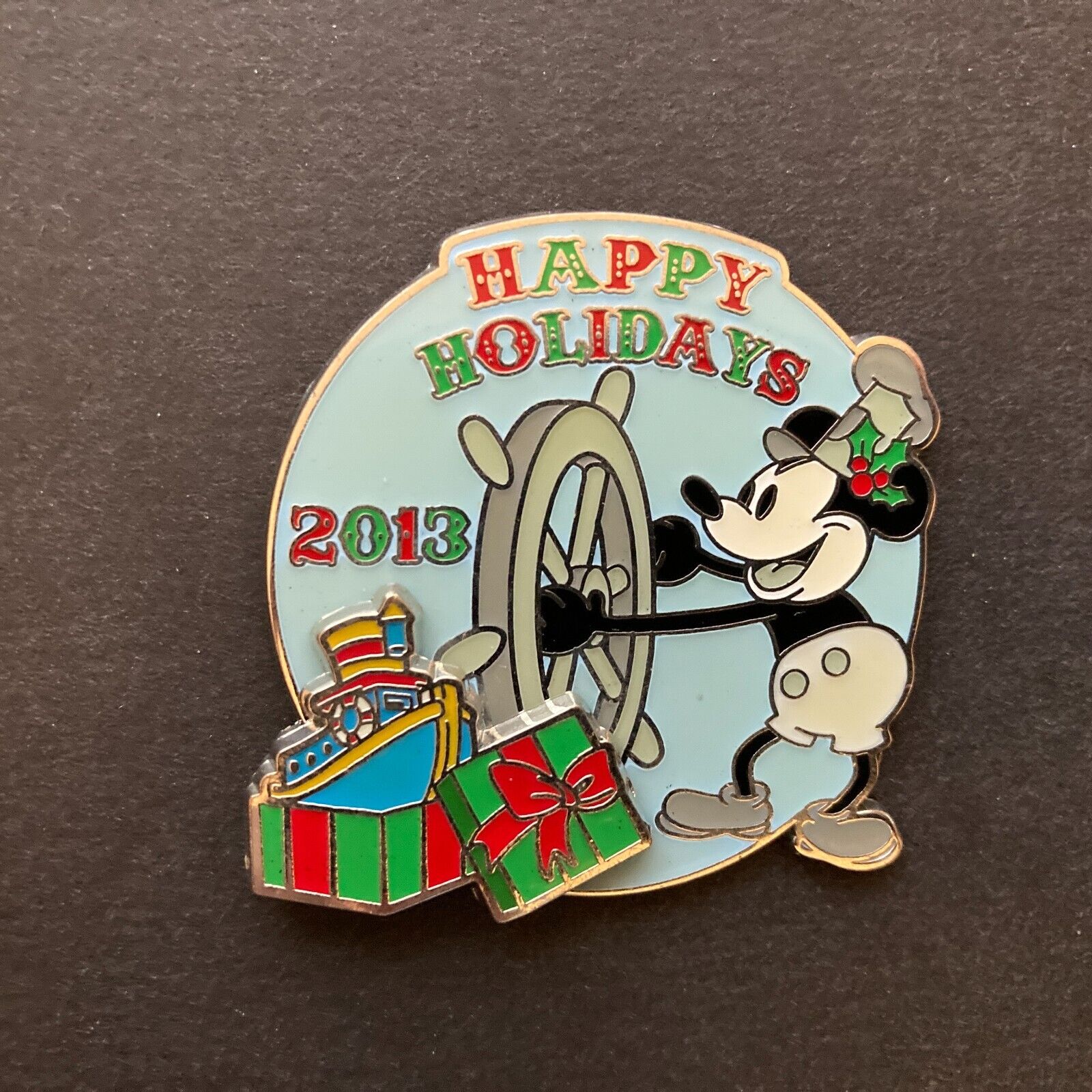 Cast Member Happy Holidays 2013 Steamboat Willie Artist Proof Disney Pin 99181