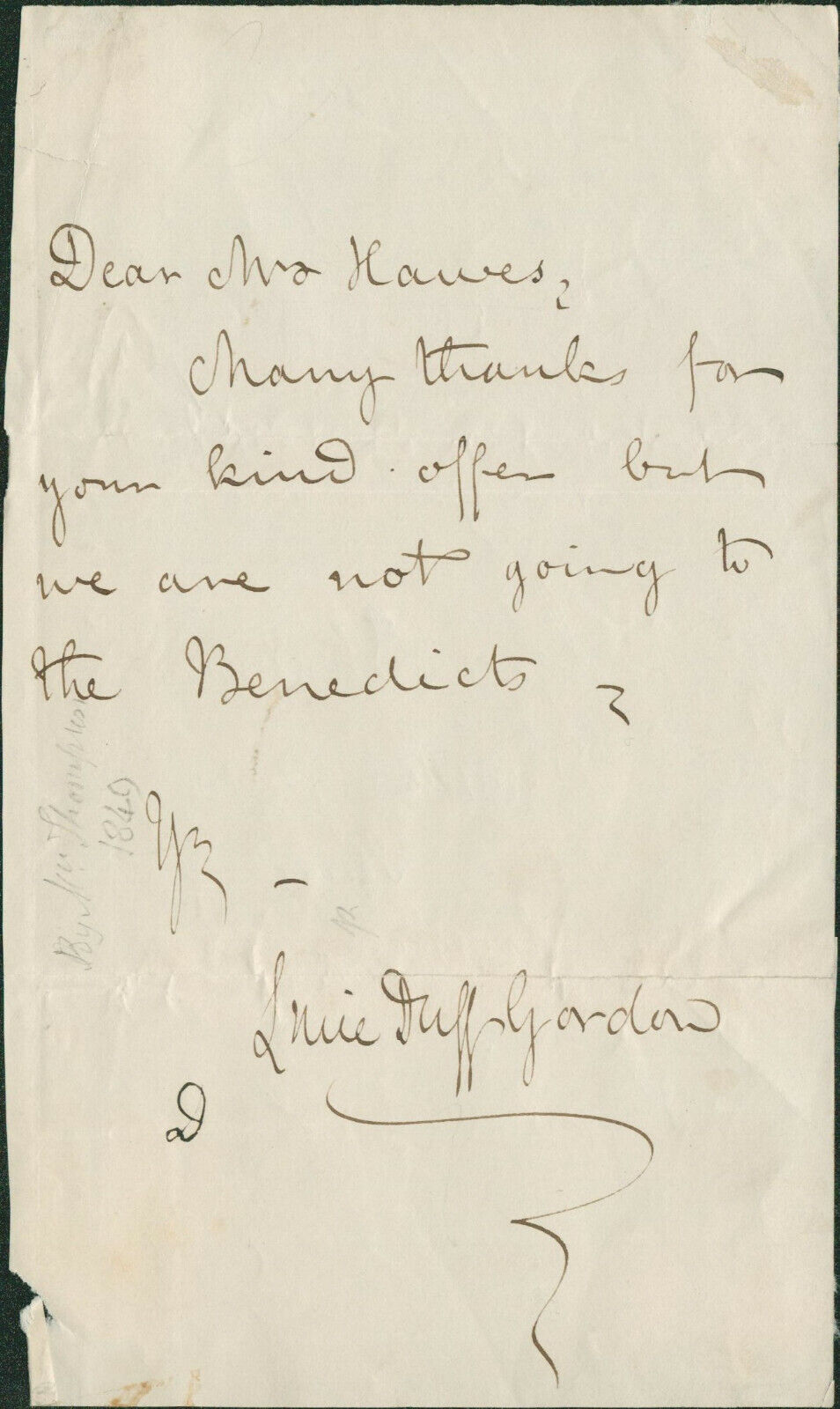 Lucie, Lady Duff-Gordon SIGNED AUTOGRAPHED Handwritten Letter Egypt 1821-1869