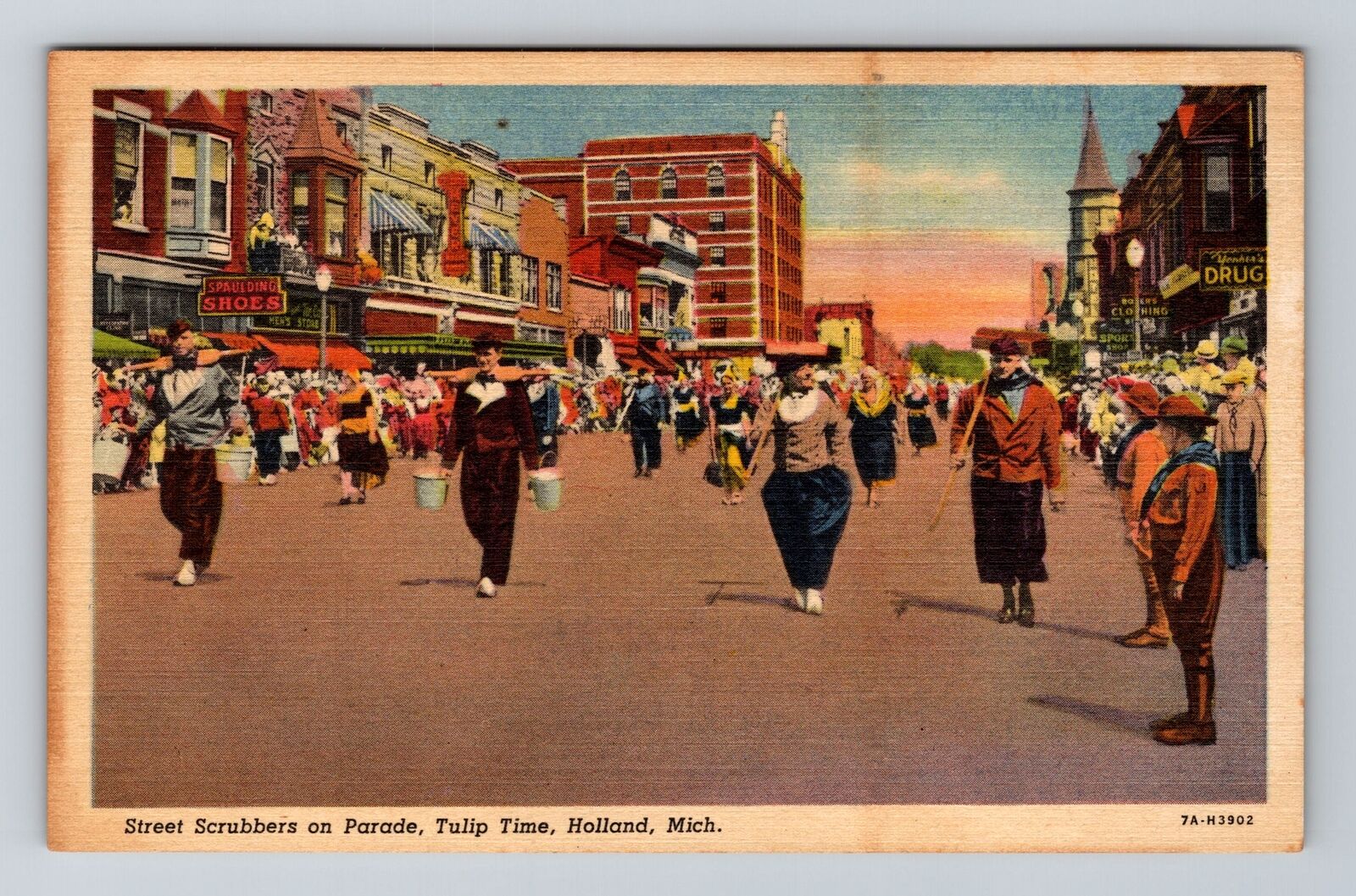 Holland MI-Michigan, Street Scrubbers on Parade, Antique Vintage Postcard