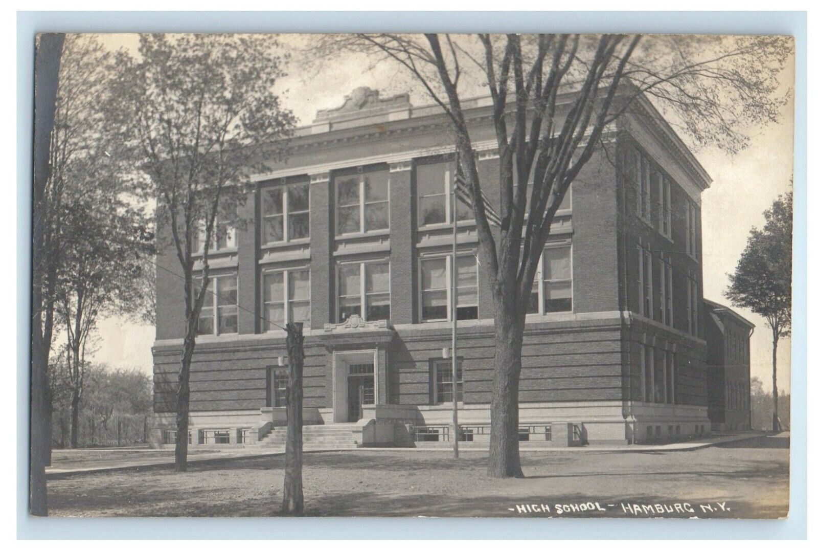 c1910's High School Building Campus Hamburg New York NY RPPC Photo Postcard