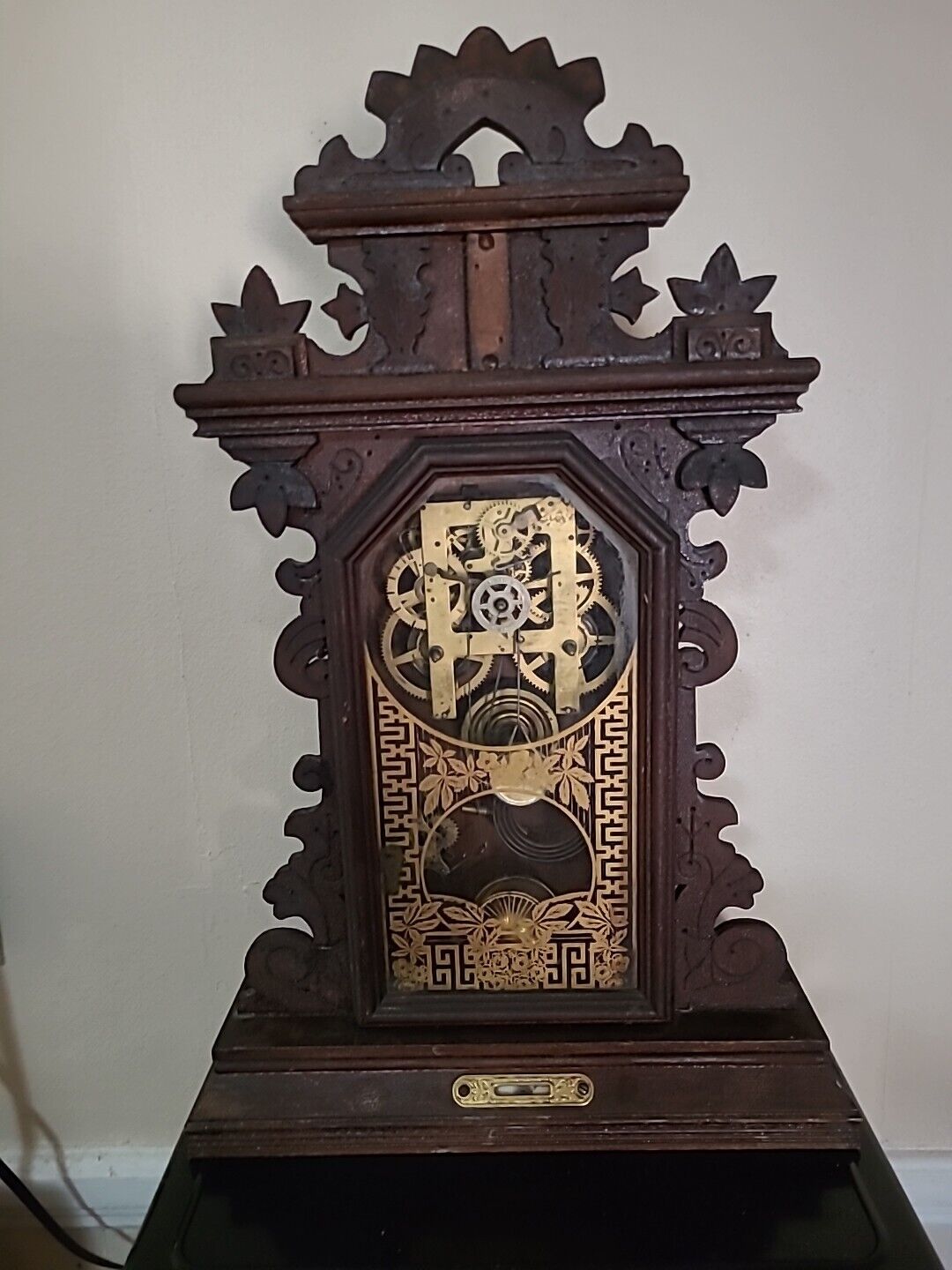 1880's Antique E Ingram Co. Bristol Conn. Gingerbread Mantle Clock