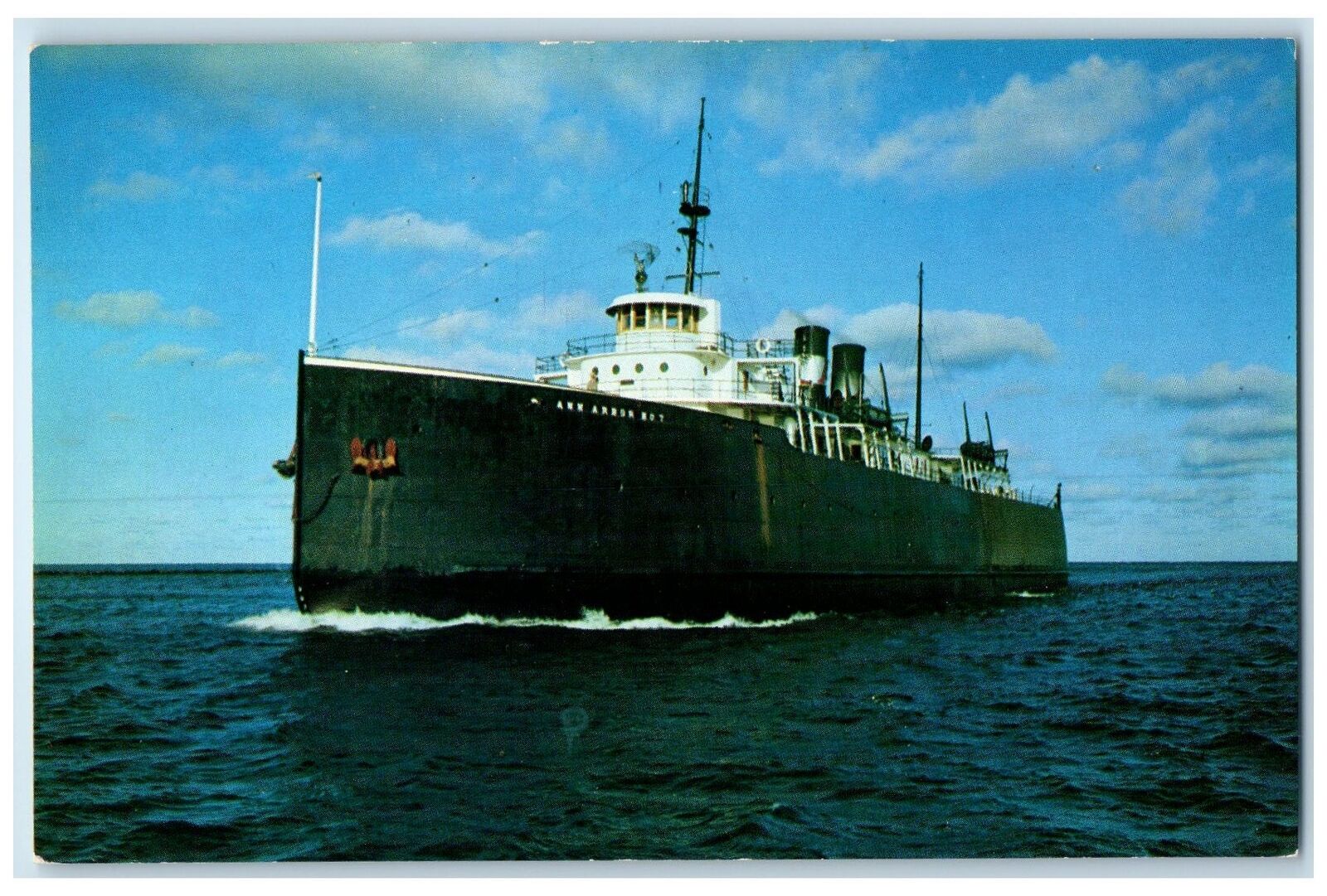 c1940's Ann Arbor No. 7 Scene One Of Many Ferries Operates Frankfort MI Postcard