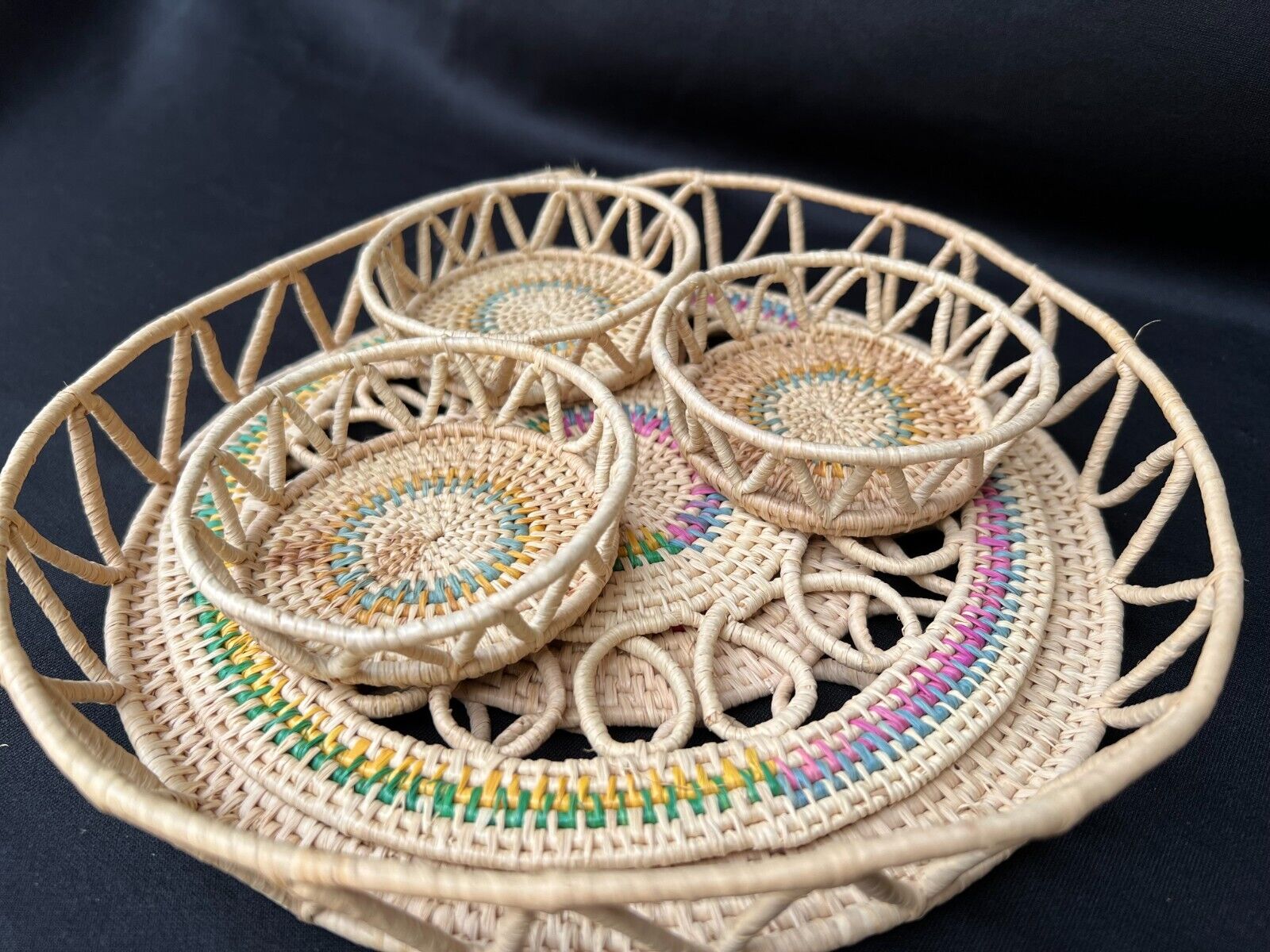 Basket Set of 5, Woven Detailing