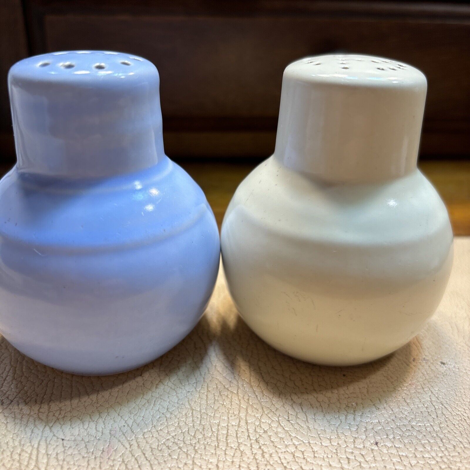 Salt & Pepper Shakers Vernon Kilns California Pottery Blue & White Vintage