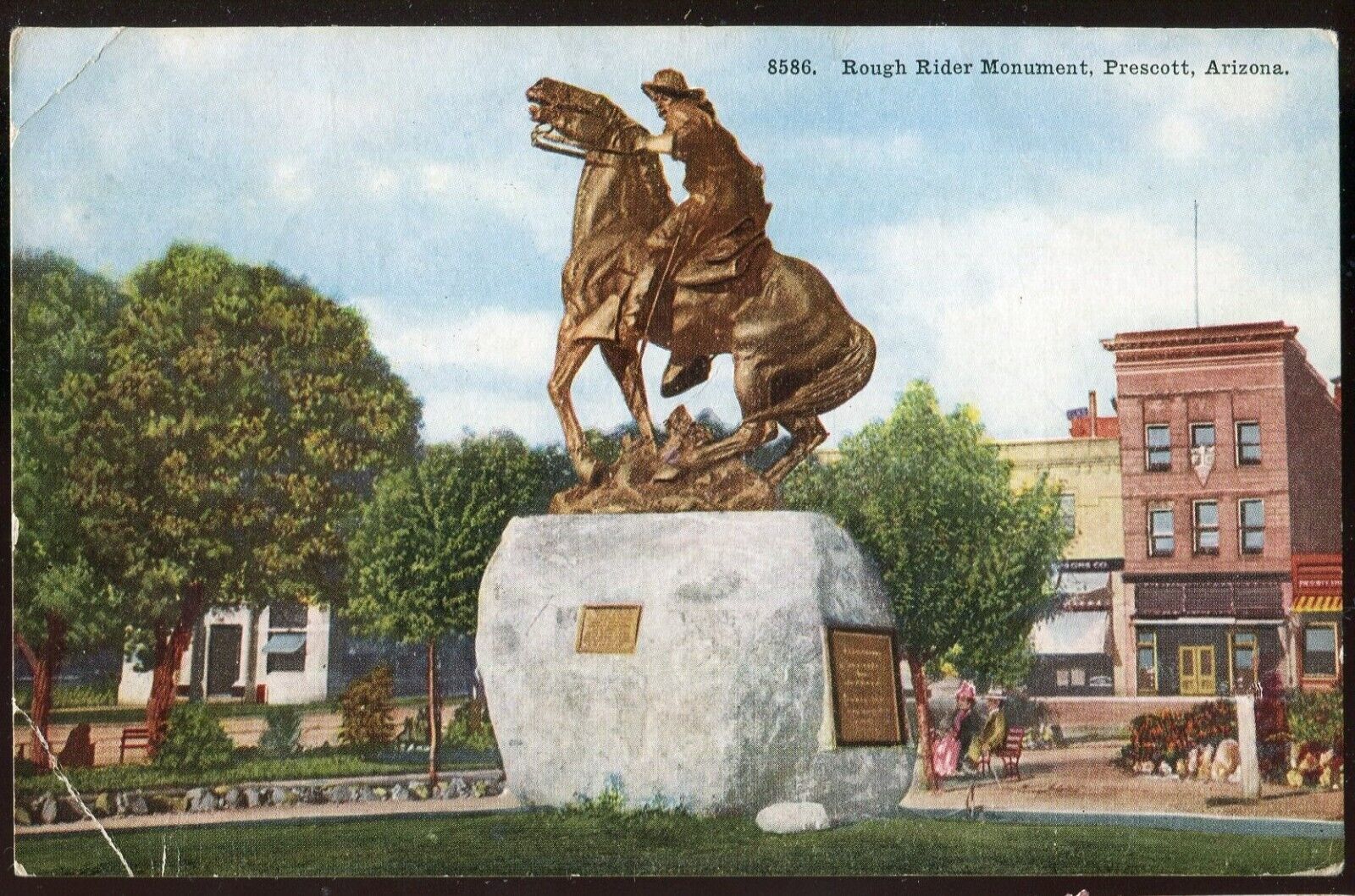 Prescott AZ Sawtille CA Rough Rider Monument Upclose Prescott Background 1913