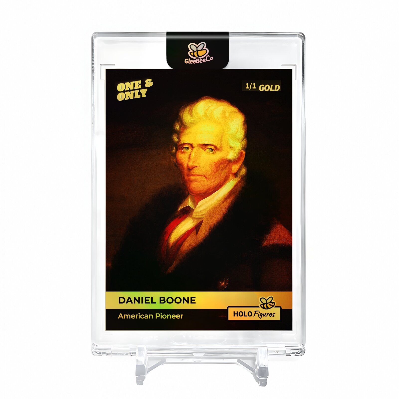 DANIEL BOONE American Pioneer Card 2023 GleeBeeCo #DNAR-G Encased Holo GOLD 1/1