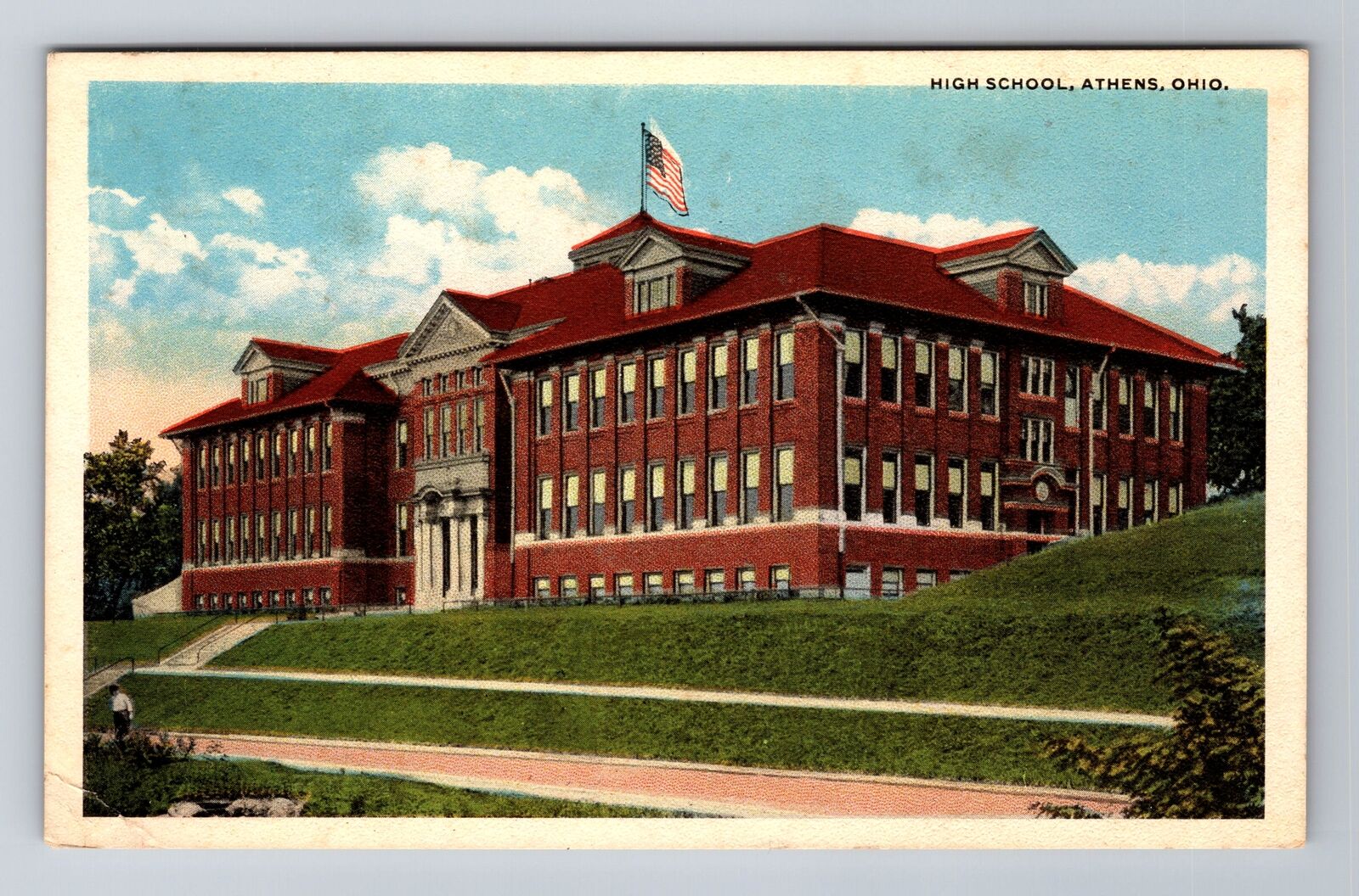 Athens OH-Ohio, High School, Antique Vintage Souvenir Postcard