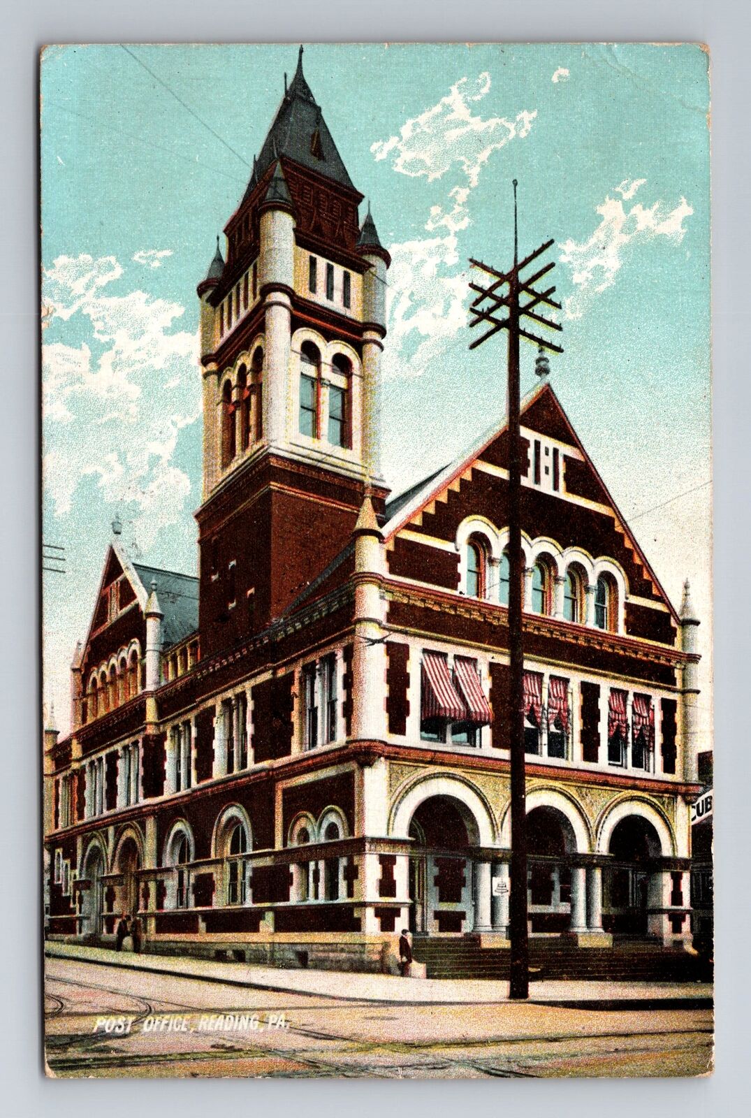 Reading PA-Pennsylvania, Post Office, c1907 Antique Vintage Souvenir Postcard