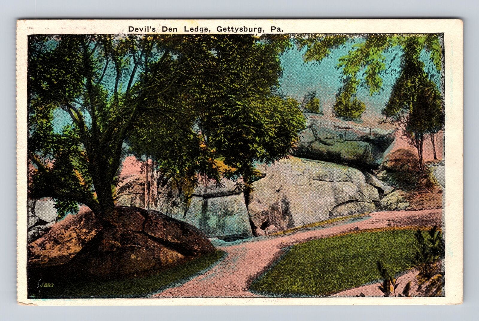 Gettysburg PA-Pennsylvania, Devil's Den Ledge, Antique Souvenir Vintage Postcard