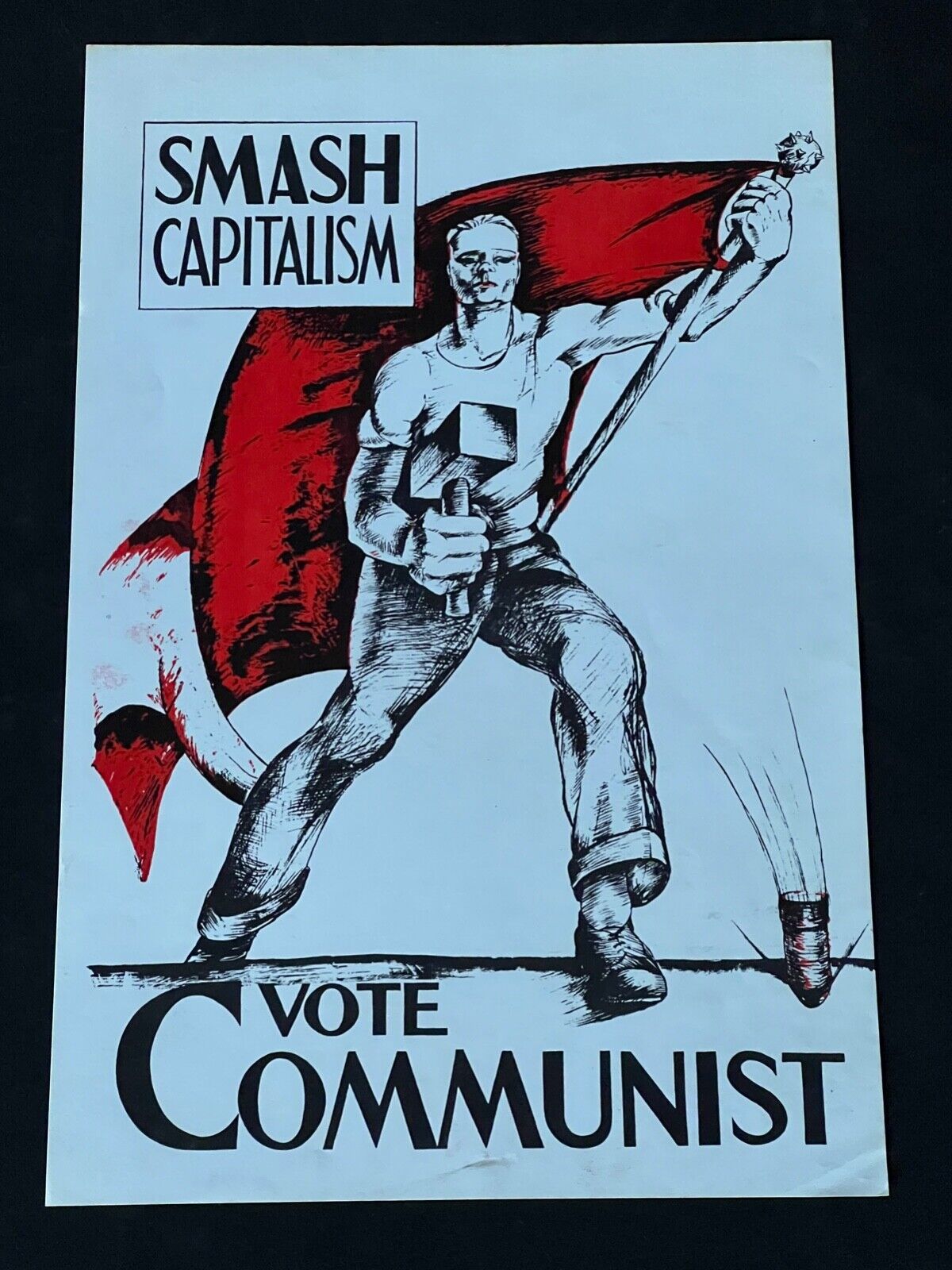 Original Super Old Vintage Smash Capitalism Vote Communist Poster Communism