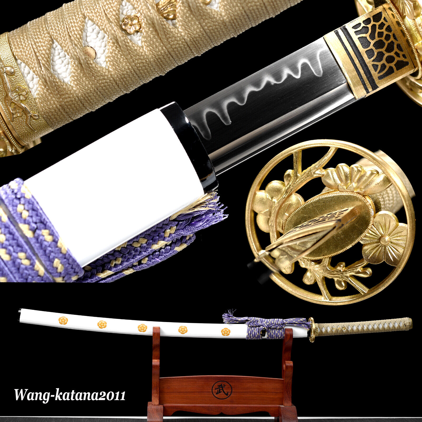MCUSTA Clay Tempered T10 Katana Flower Unique Japanese Samurai Functional Sword