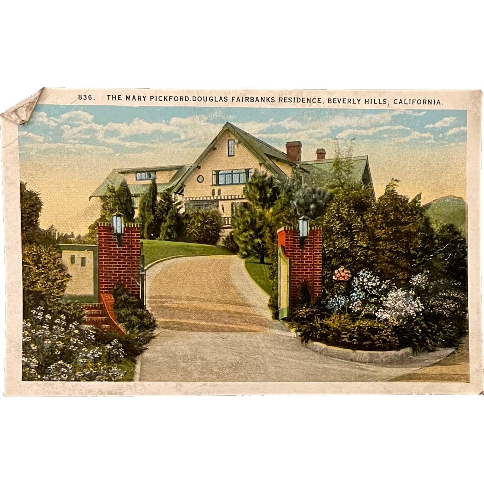Vintage Postcard, The Mary Pickford Douglas Fairbanks House, Beveryly Hills, CA