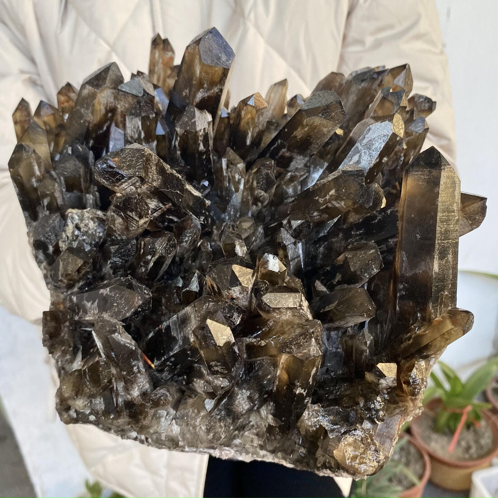 12.45LB Large Natural Smoky Quartz Cluster Black Crystal Specimen Healing Stone