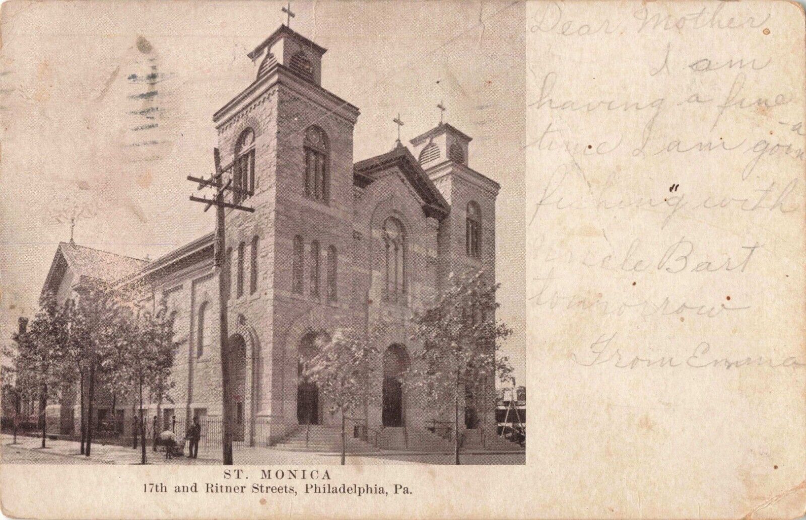 St. Monica Church Philadelphia Pennsylvania PA 1908 Postcard