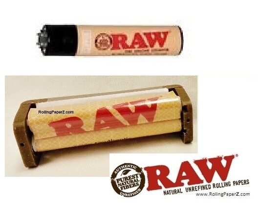 NEW 70mm RAW Hand Roller Rolling machine and a RAW Clipper Refillable Lighter