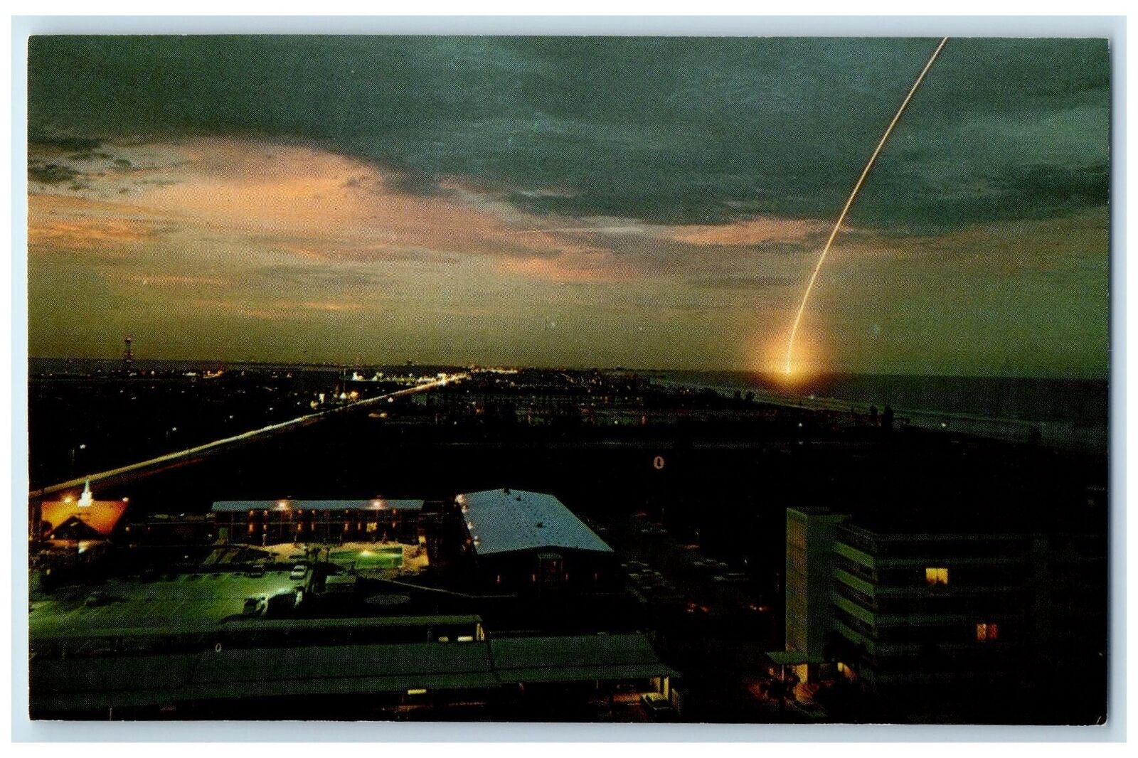 c1960s Fantastic Night Space Launch At Cape Kennedy View Cocoa Beach FL Postcard