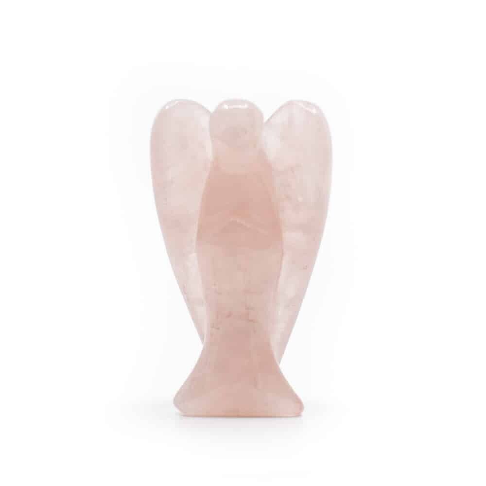 Pink Rose Quartz Hand Carved Crystal Angel Healing Peace Figure 1\