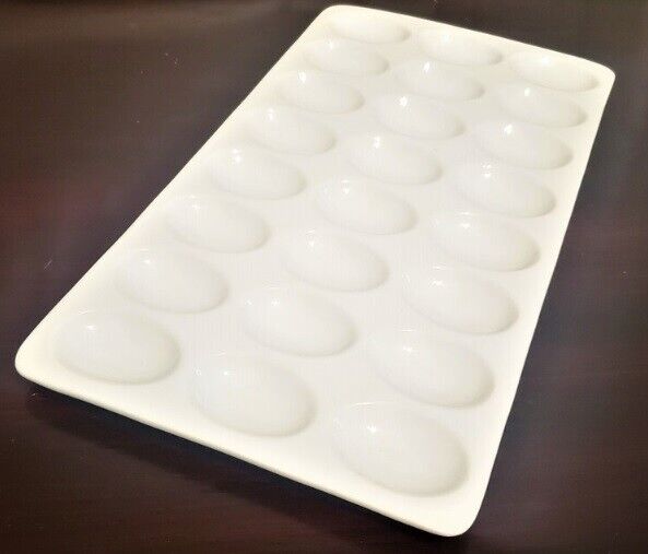 Food Network Deviled Egg Tray White Porcelain Serving Platter, 24 eggs