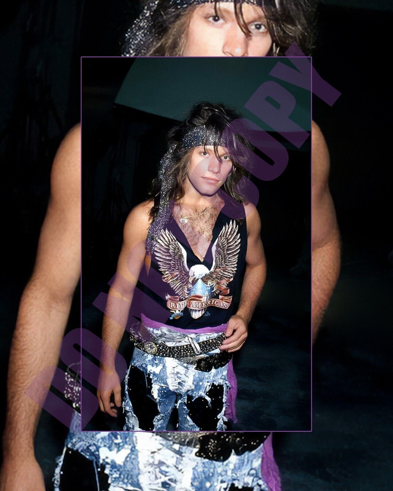 1980\'s Young Jon Bon Jovi Backstage at Concert Looking Sexy 8x10 Photo