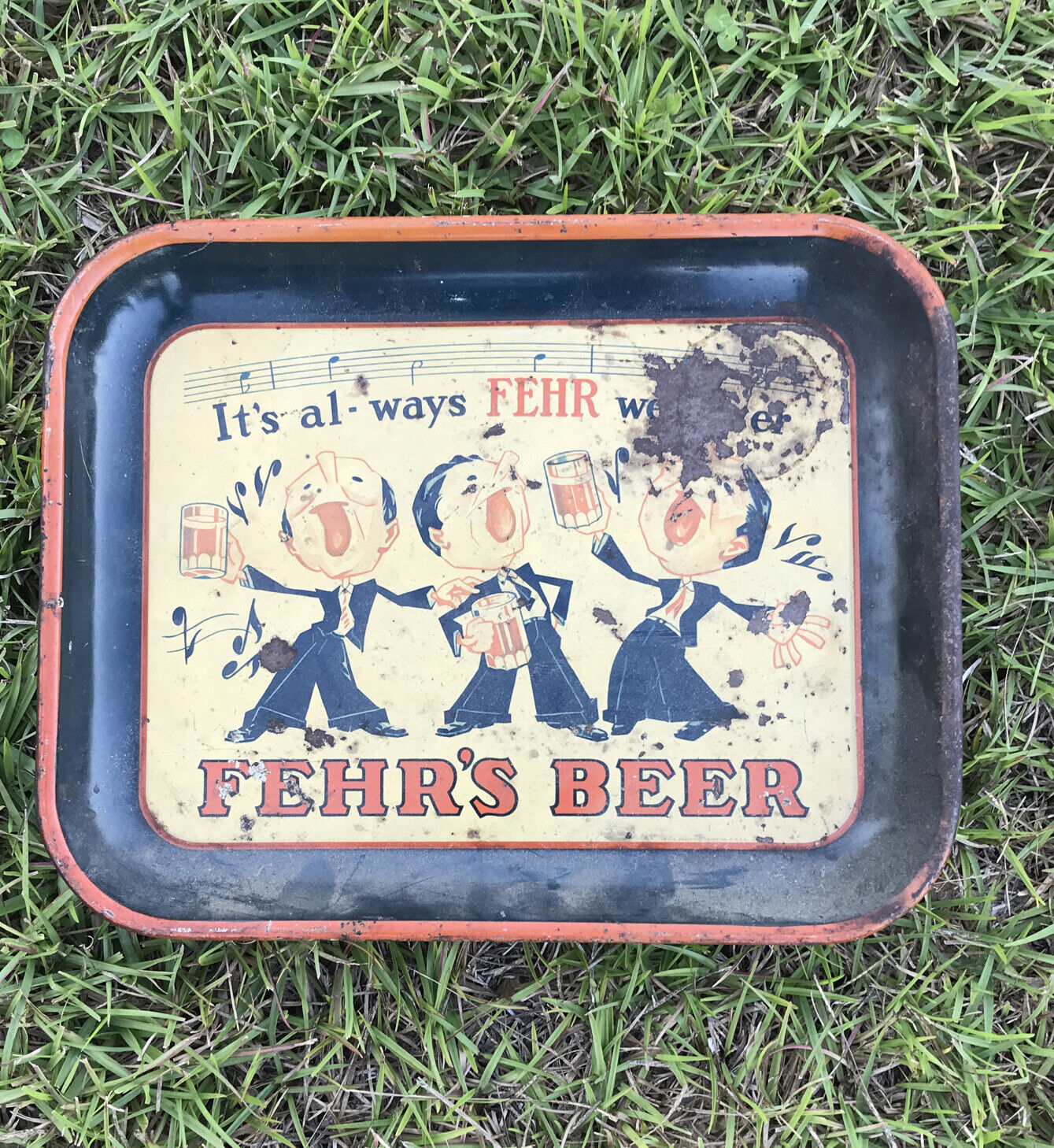 Vintage Fehr\'s Beer Tray 13” By 10” As Is