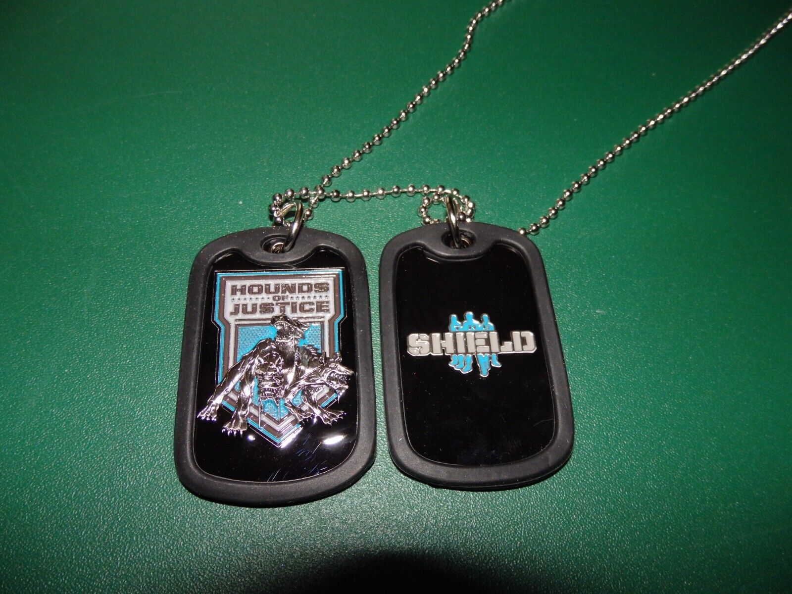 RARE WWE THE SHIELD HOUNDS OF JUSTICE DOG TAGS *ROMAN REIGNS, ROLLINS, AMBROSE