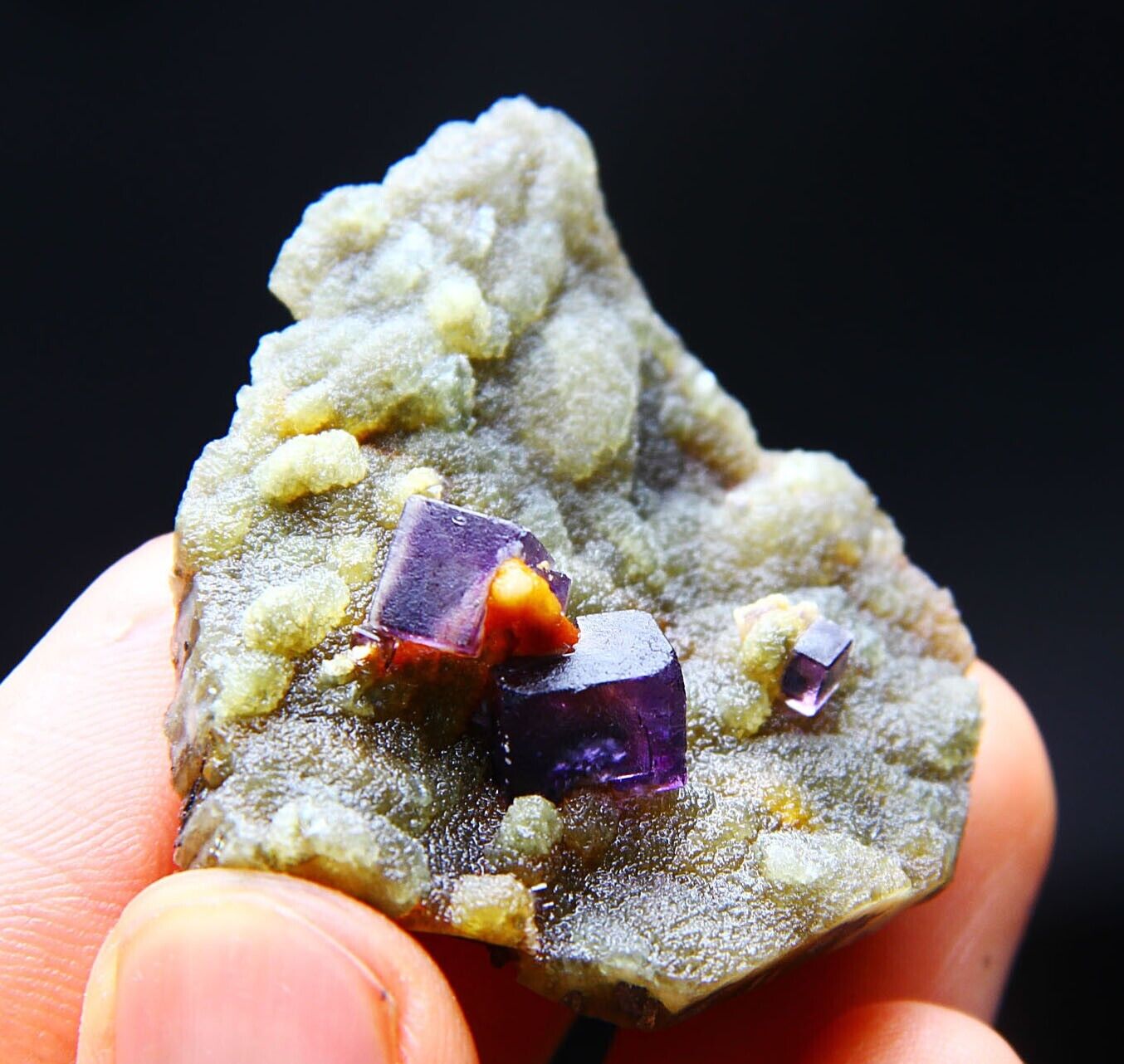 40g natural cubic frosted purple Phantom fluorite specimen/China