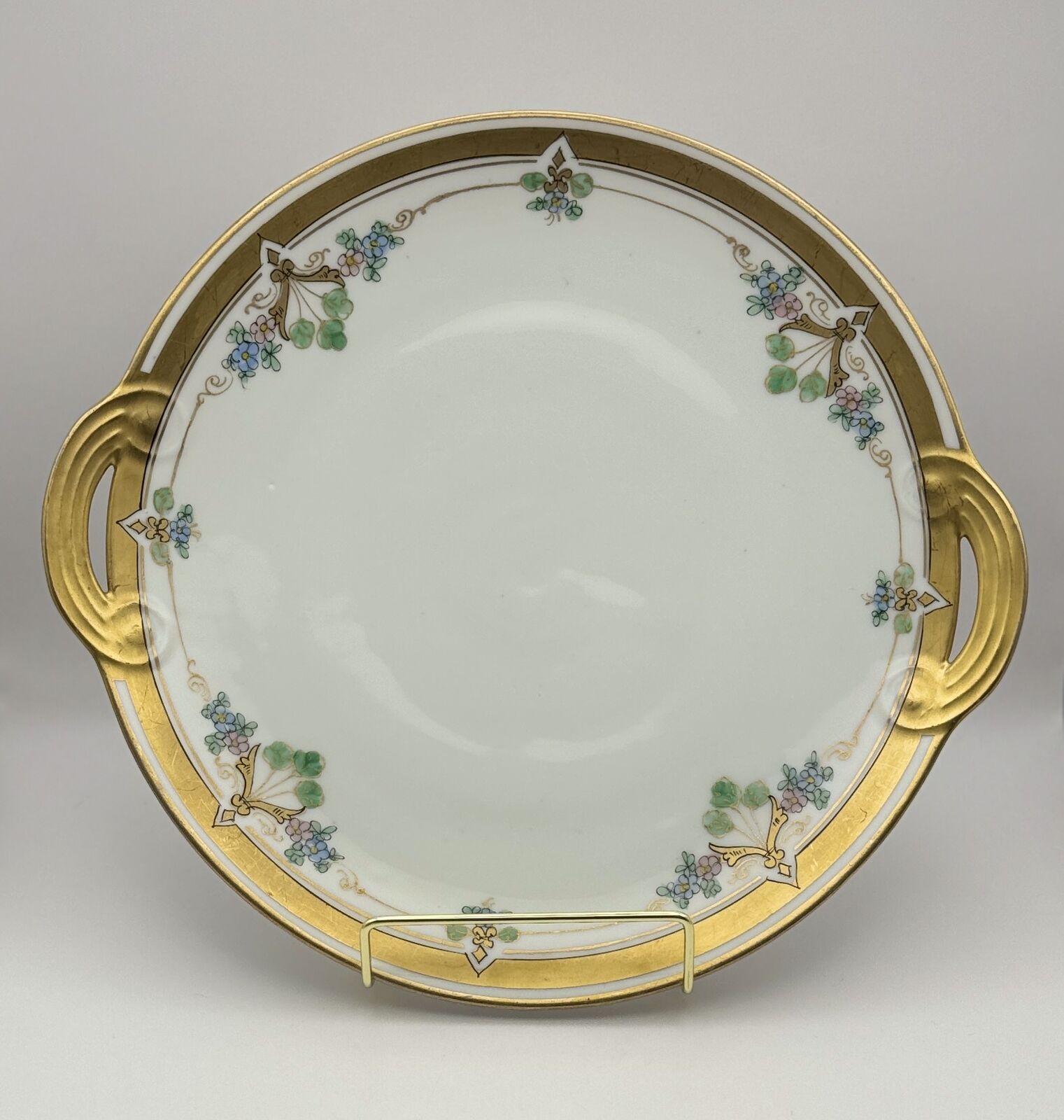 Stunning Noritake Nippon Hand-Painted Floral & Gold Cake Plate