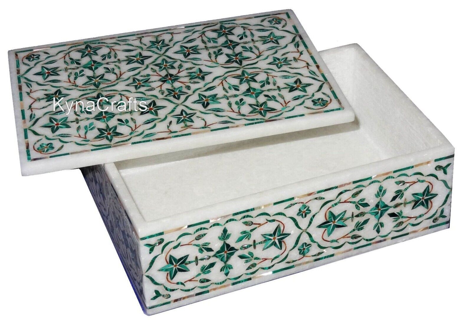 8 x 6 Inches Marquetry Art Decorative Box Marble Jewelry Box with Luxuries Look