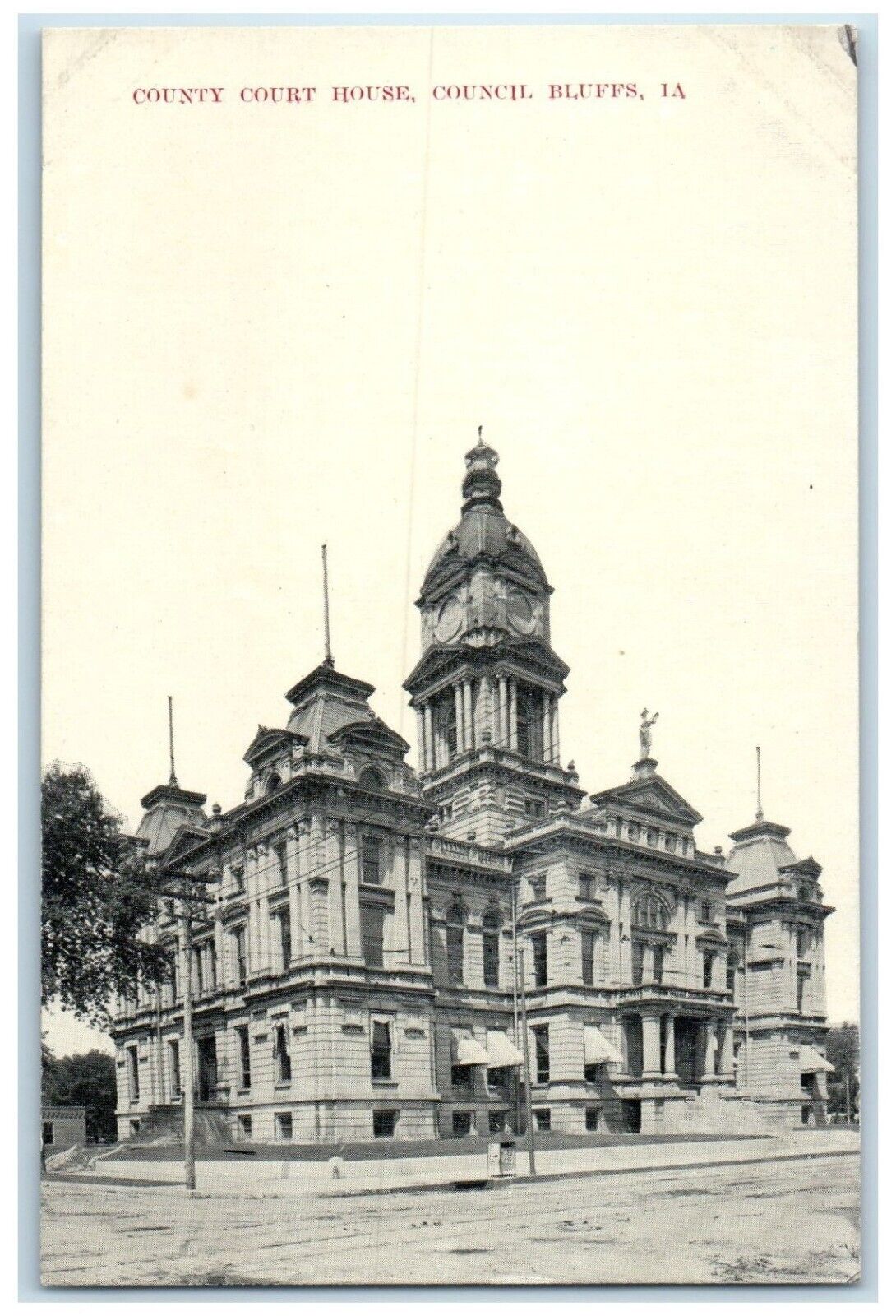 c1910 Exterior County Court House Building Council Bluffs Iowa Unposted Postcard