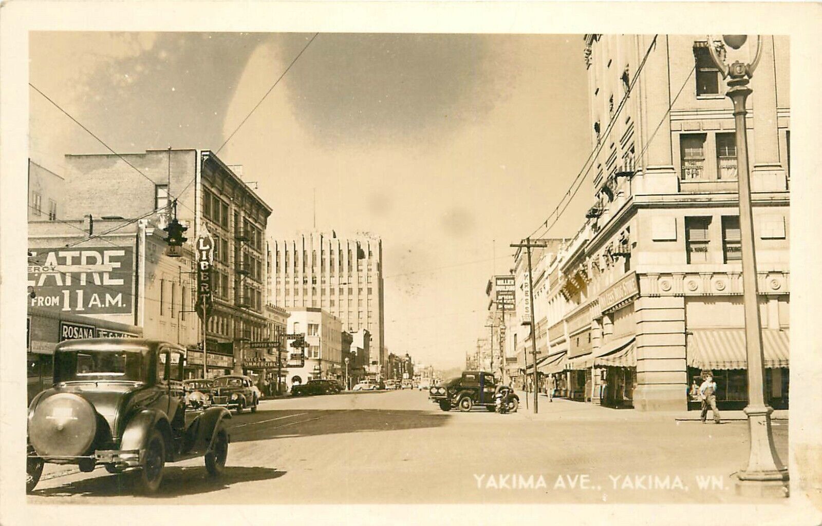 c1940s Yakima Avenue, Yakima, Washington Real Photo Postcard/RPPC