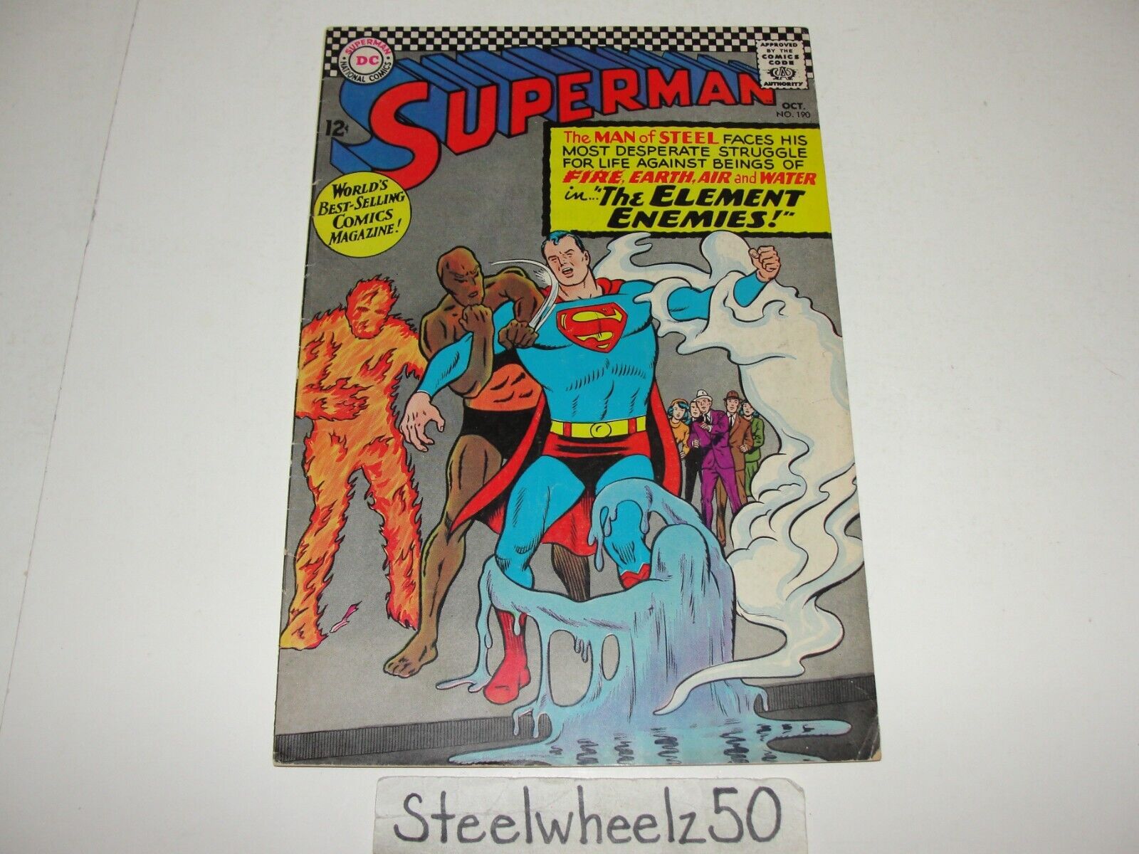 Superman #190 Comic DC 1966 Superman Vs Element Enemies Jim Shooter Curt Swan