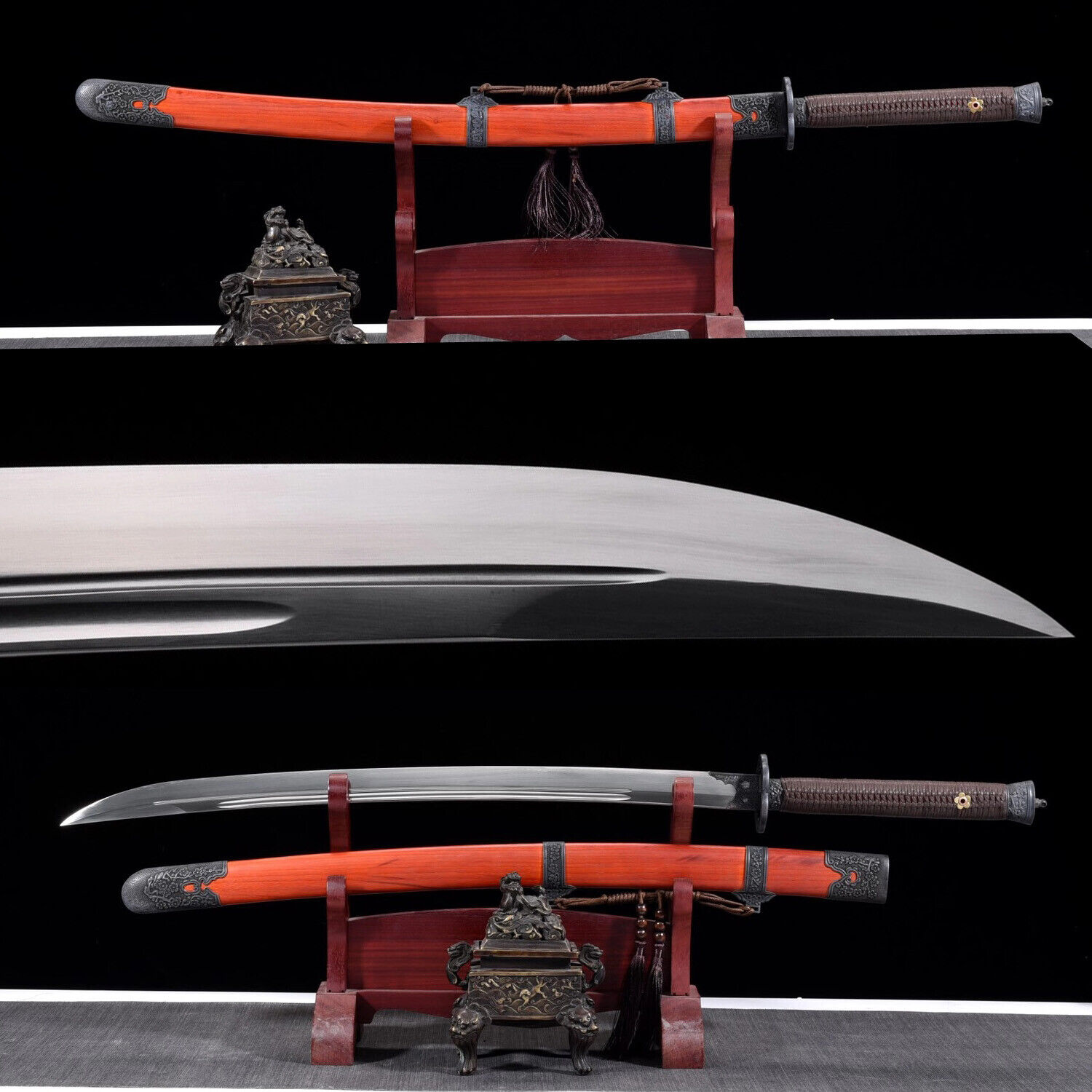 Handmade Yanling Dao、Wildgoose Wing Sword 雁翎刀” Hand Forged Damascus Steel Blade