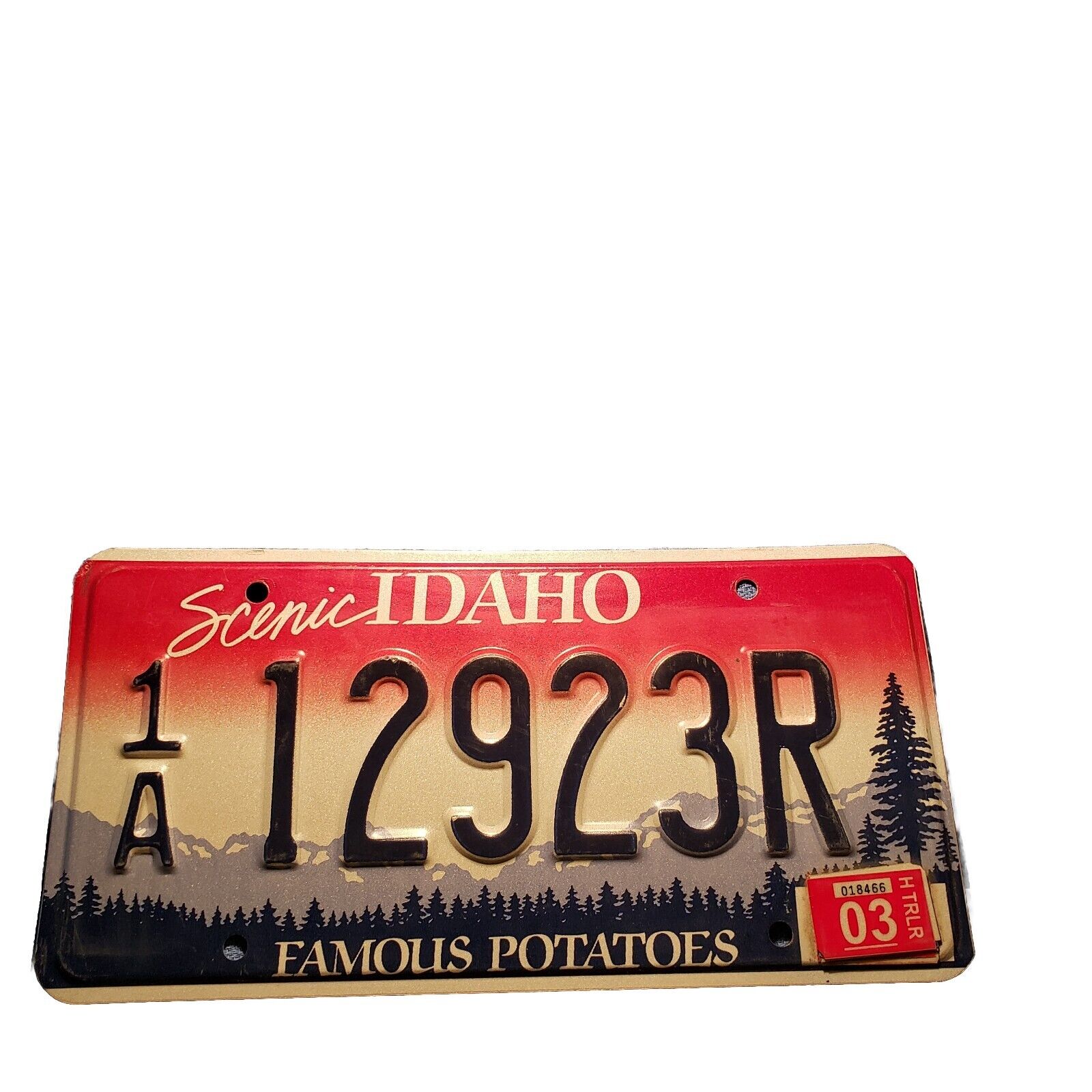 2003 Scenic Idaho License Plate Ada/Boise County Famous Potatoes # 1A 12923R 