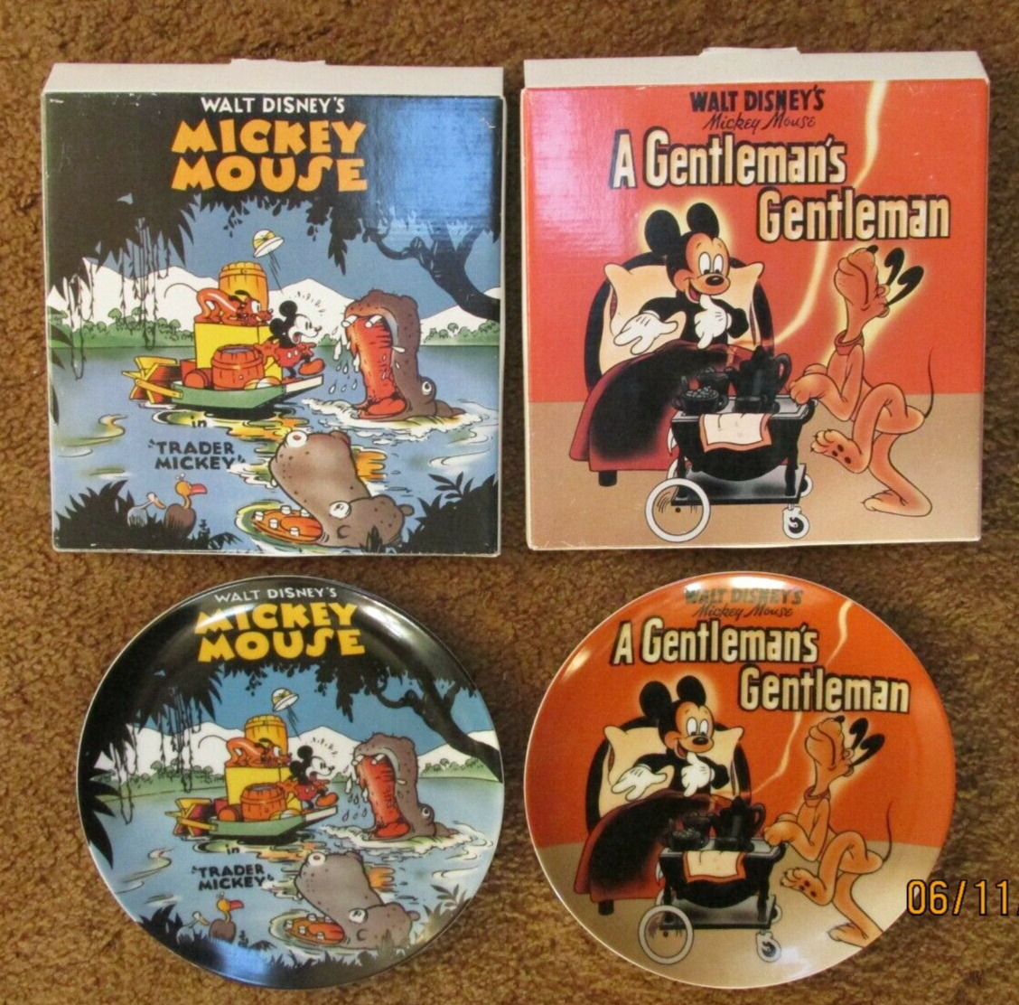 Lot of 2 Walt Disney Cartoon Classics Limited Plates Approx 9 1/2 Dia Japan