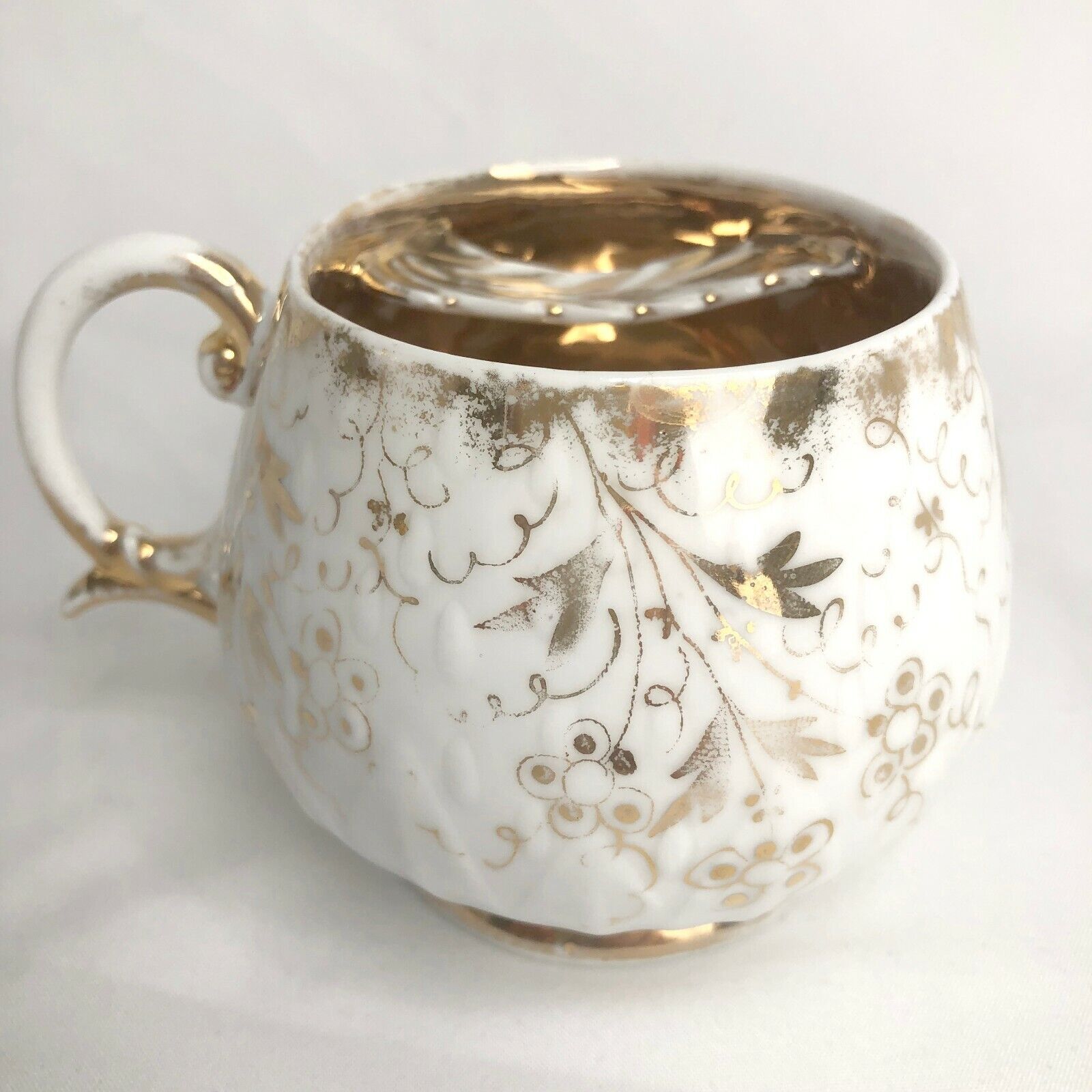 Antique Mustache Mug Cup Porcelain Gilded Gold 