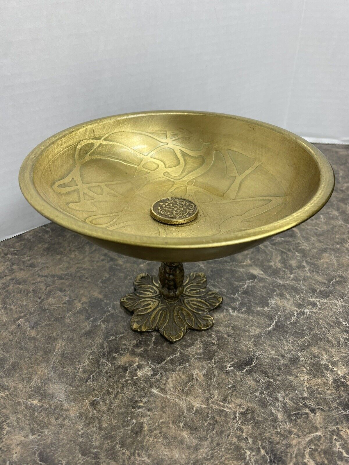 Antique French Brass Footed Pedestal Art Nouveau Unique Dish