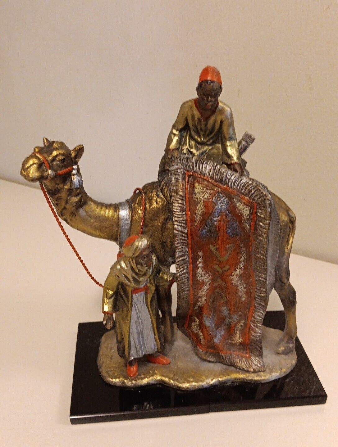 Vienna Cold Painted Bronze Carpet Seller w/Camel -Rare Table Lighter -c1900s 